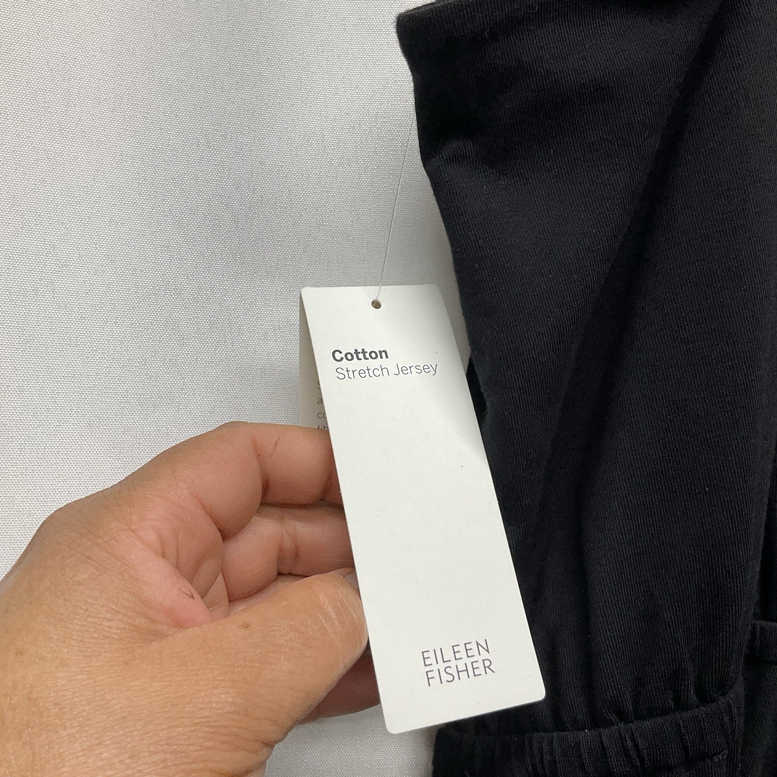 Eileen Fisher Black Cami Jumpsuit L Cotton Stretch Jersey Crop Wide Leg