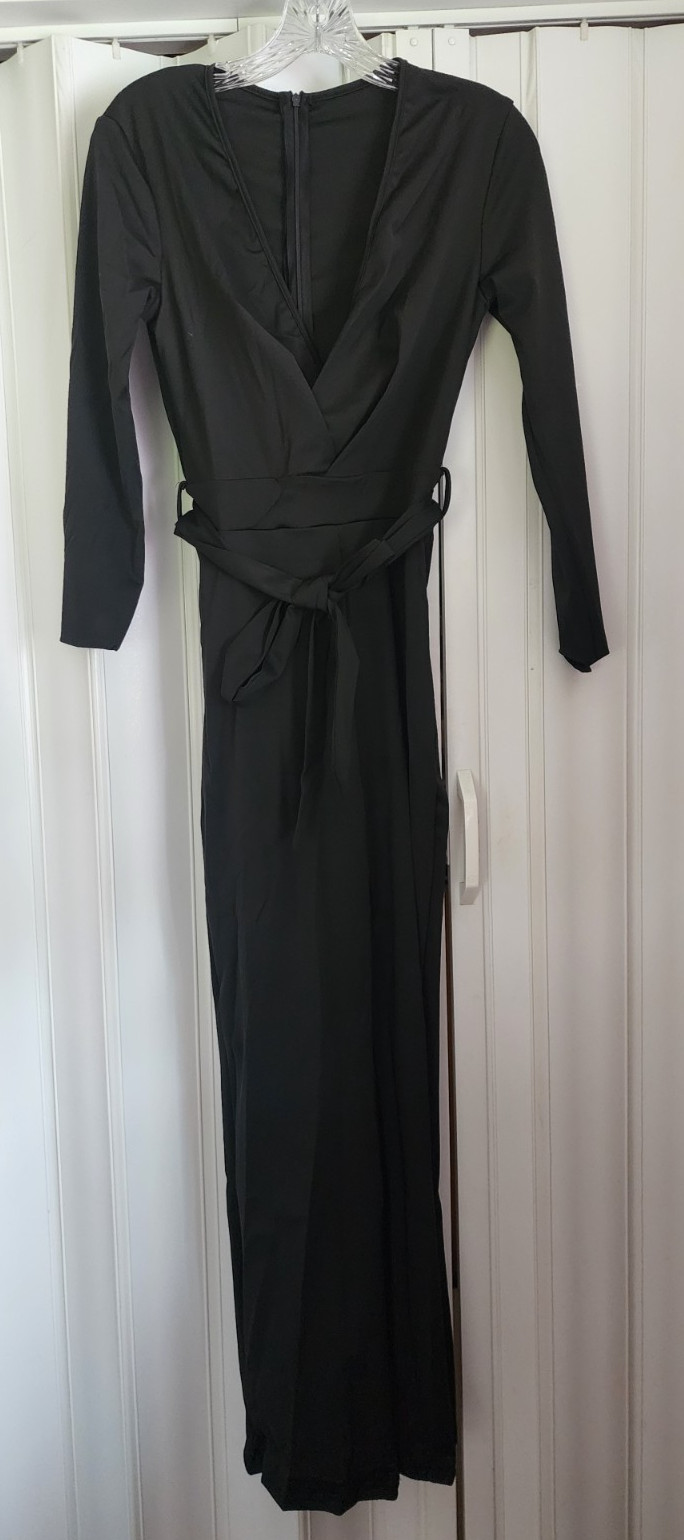 Unbranded New in Bag Womens Black 100% Polyester Zip Back Jumpsuit Outfit Size S