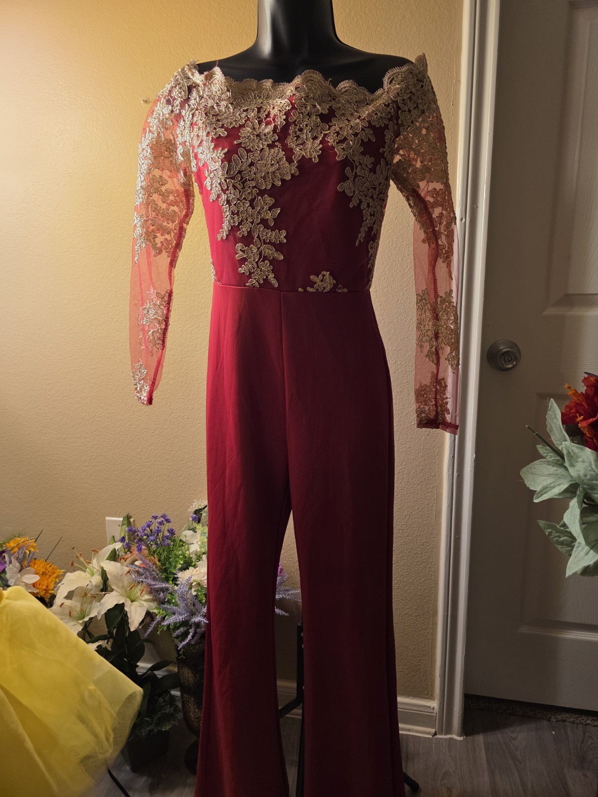 Beautiful Red and Gold Sequin Jumpsuit for women