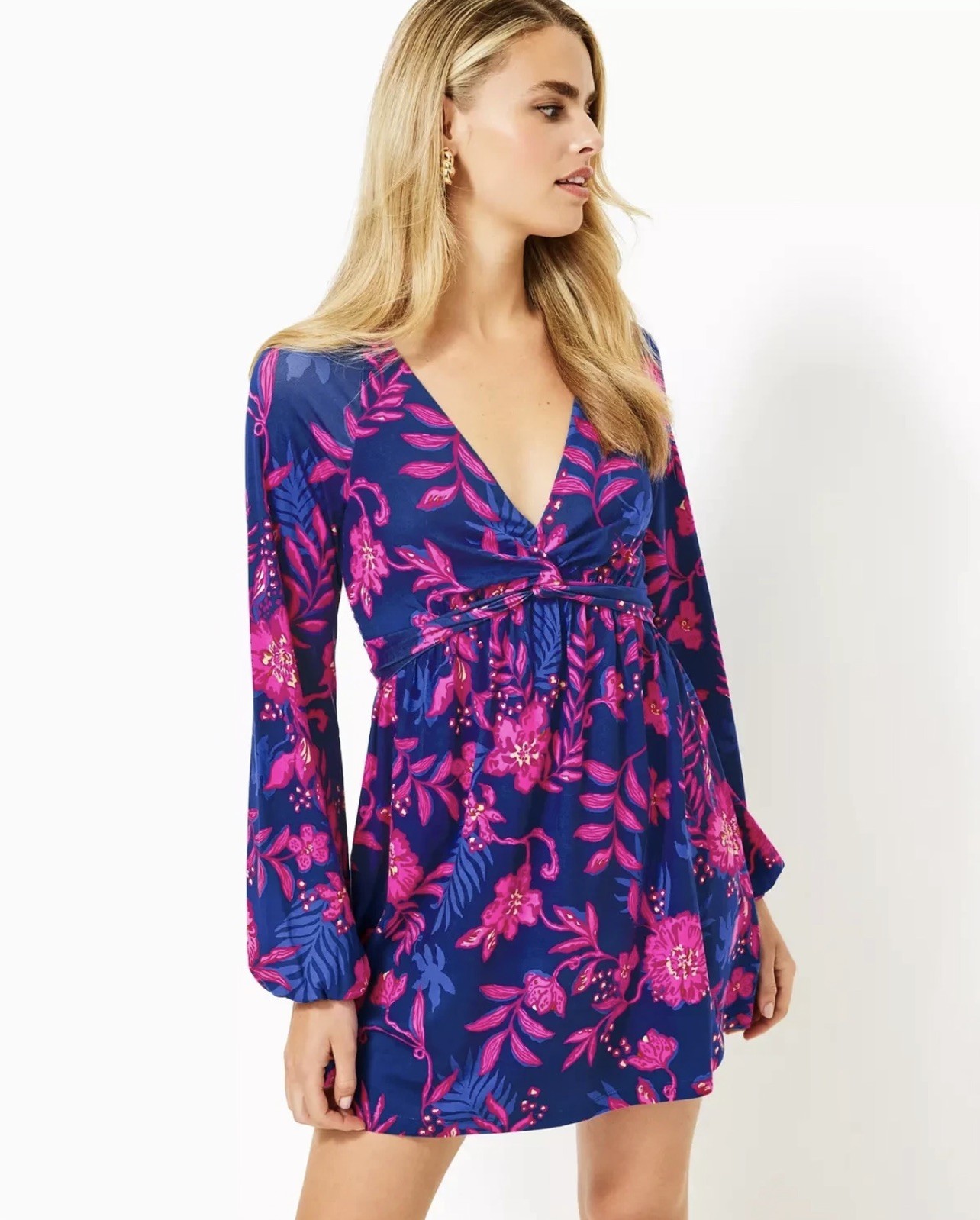 NWT Lilly Pulitzer Loralei Skirted Romper Med Blue Never Ending Summer, Size XS