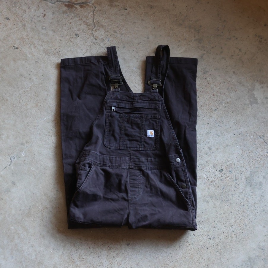 Carhartt Brown Canvas Overalls Relaxed Fit Carpenter Workwear XS