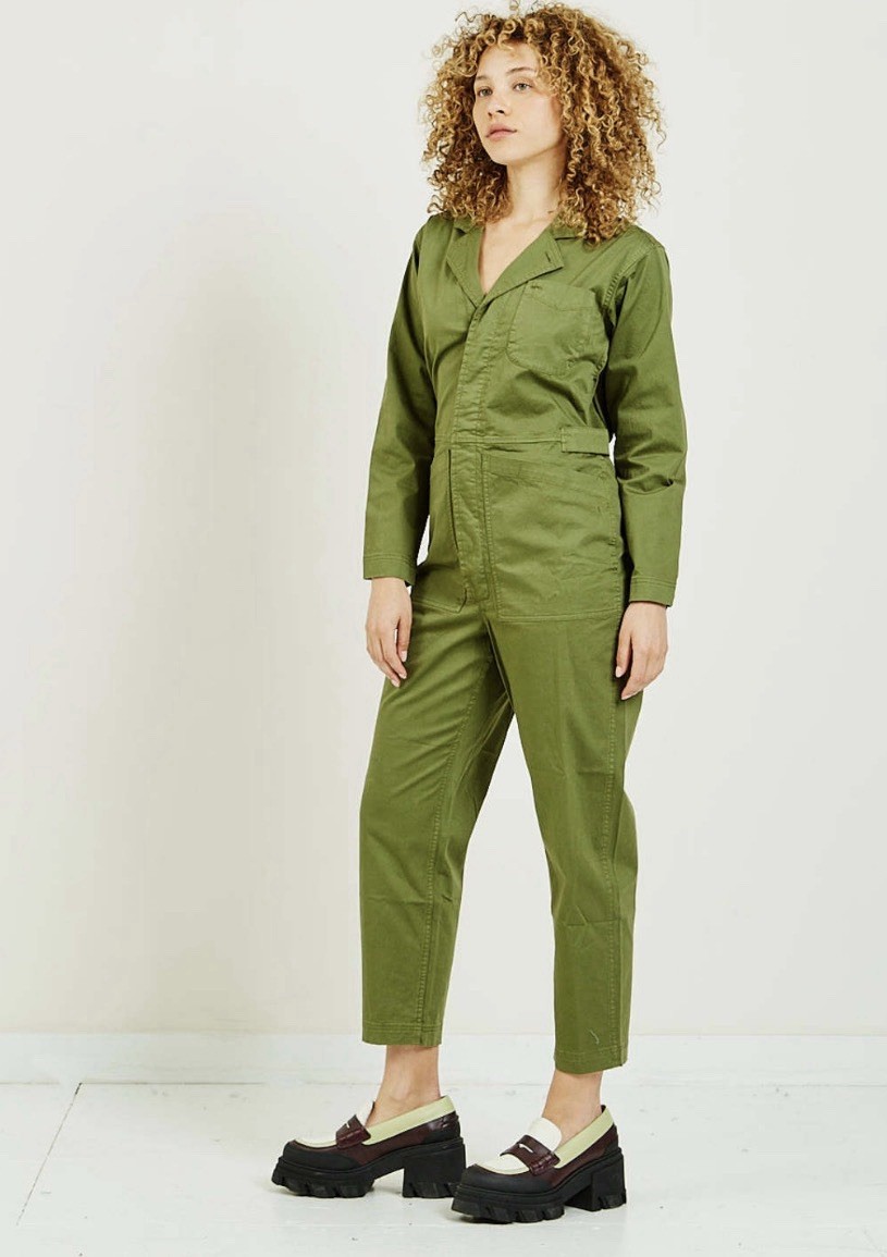 ALEX MILL Standard Long Sleeve Jumpsuit Cotton Twill Army Green size Medium EUC