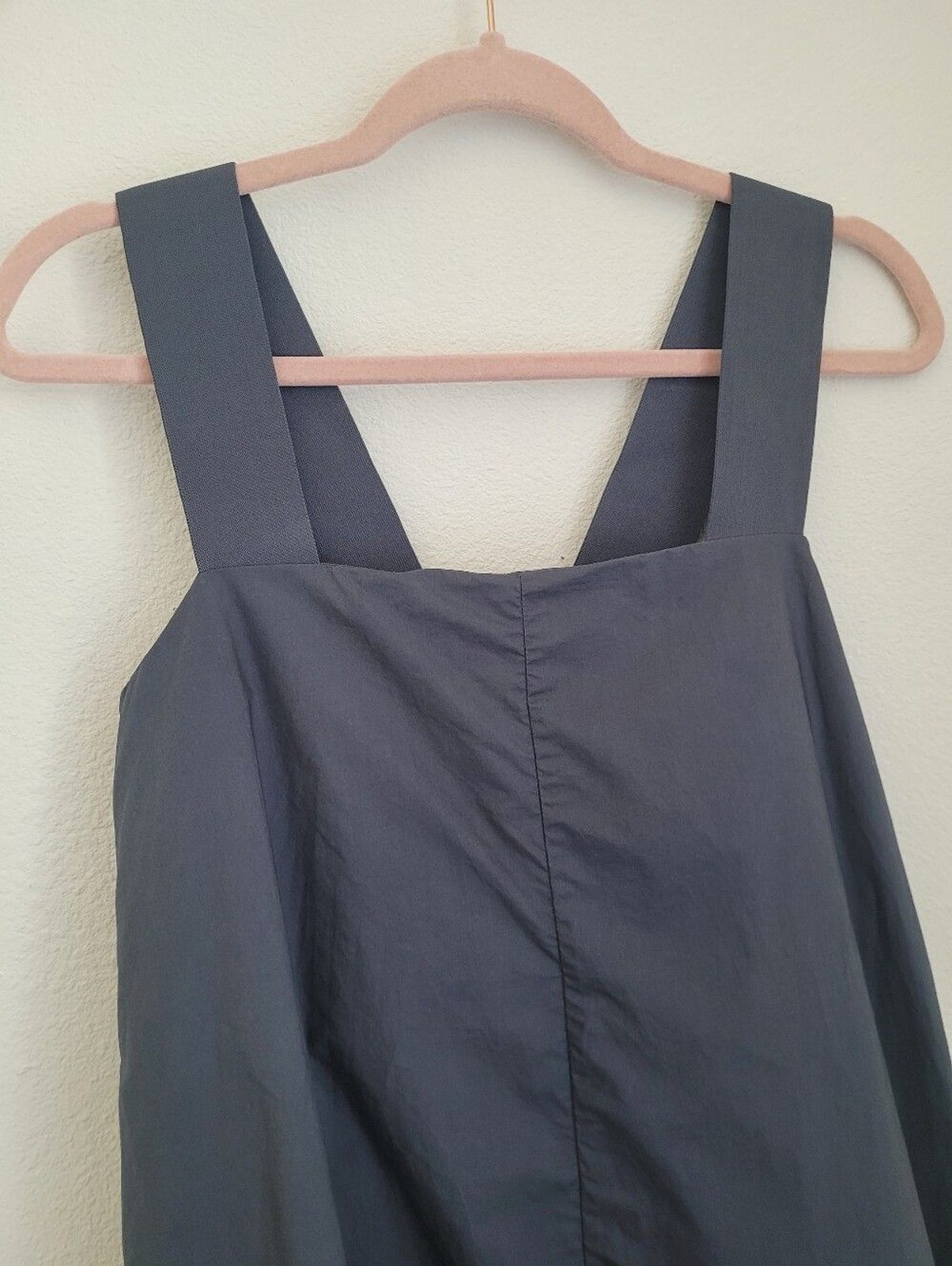 COS Minimalist Matte Cotton Wide Leg Pinafore Romper Charcoal Gray Sz XS Scandi
