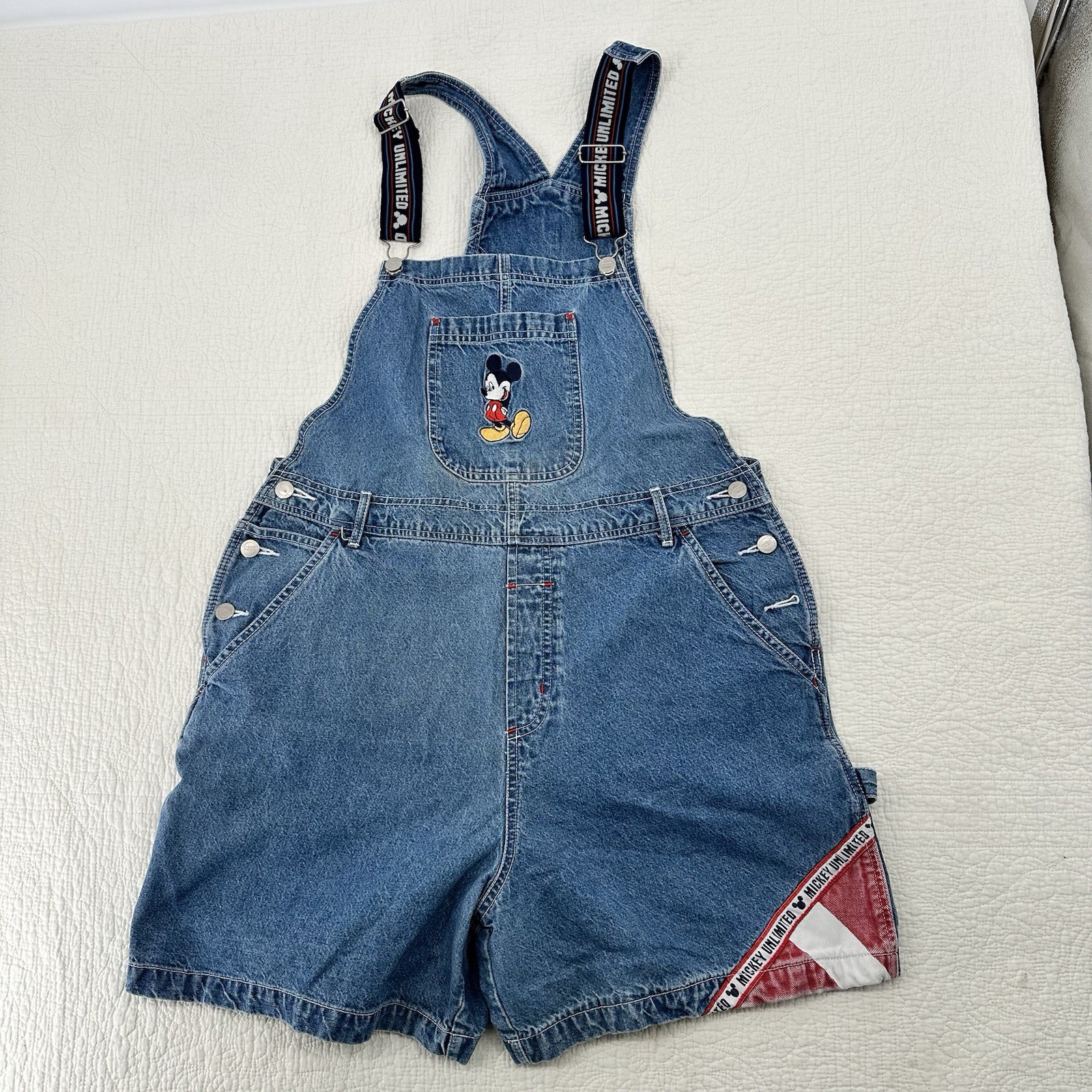 Mickey Mouse Women’s Overall Shorts Vintage Size XL Mickey Unlimited M6