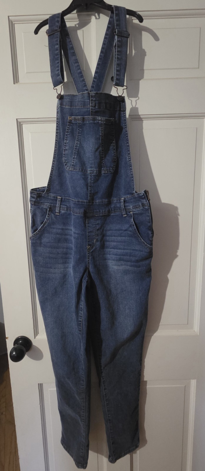 WallFlower Denim Overalls One-Piece Blue Stretch Pockets Women’s Large