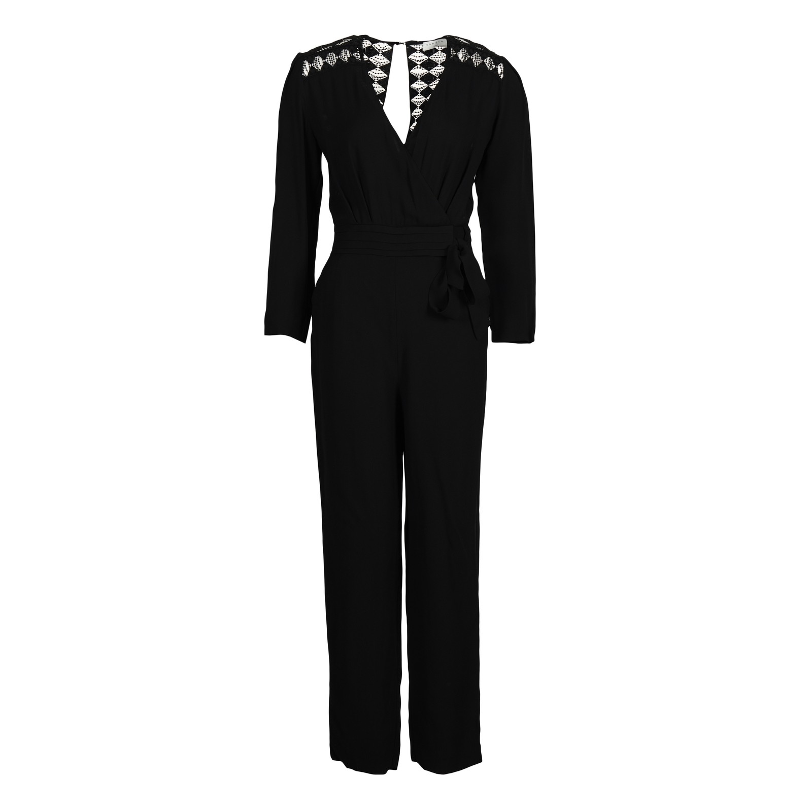 Sandro Paris jumpsuit black viscose size 34 XS women’s V-neck SFPCO00036