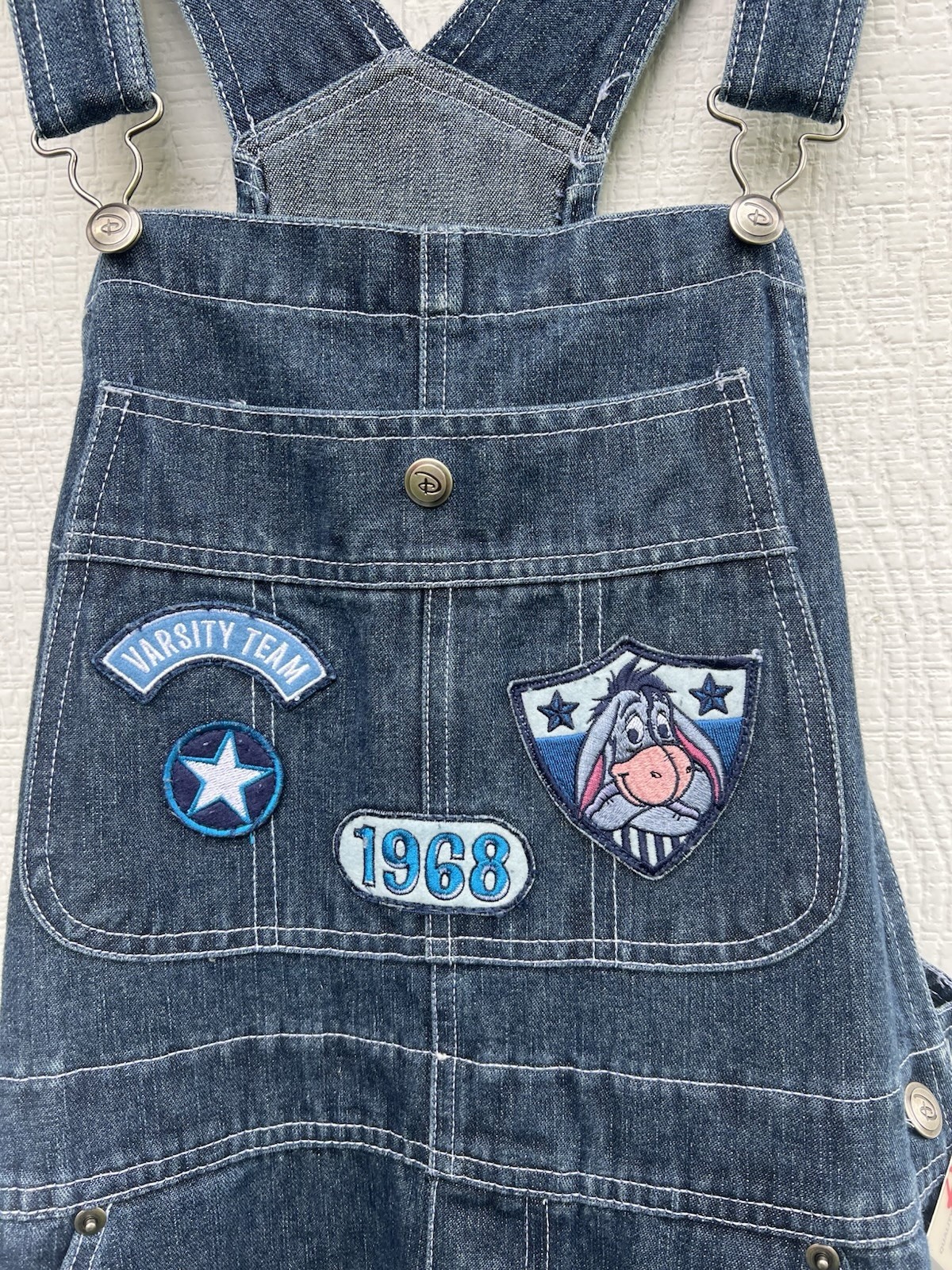 Vintage Disney Bib Overalls Blue Jean Denim Eeyore 90s Women’s Size M NWT