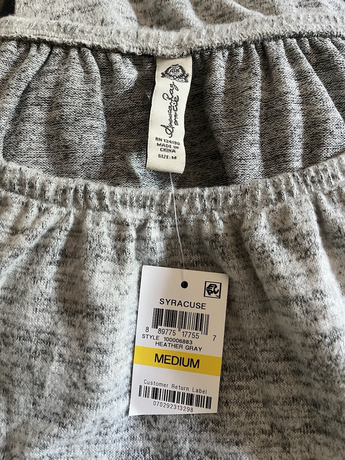American Rag Jumpsuit Size Medium Heathered Grey Knit Very Cozy Soft Smocked Leg