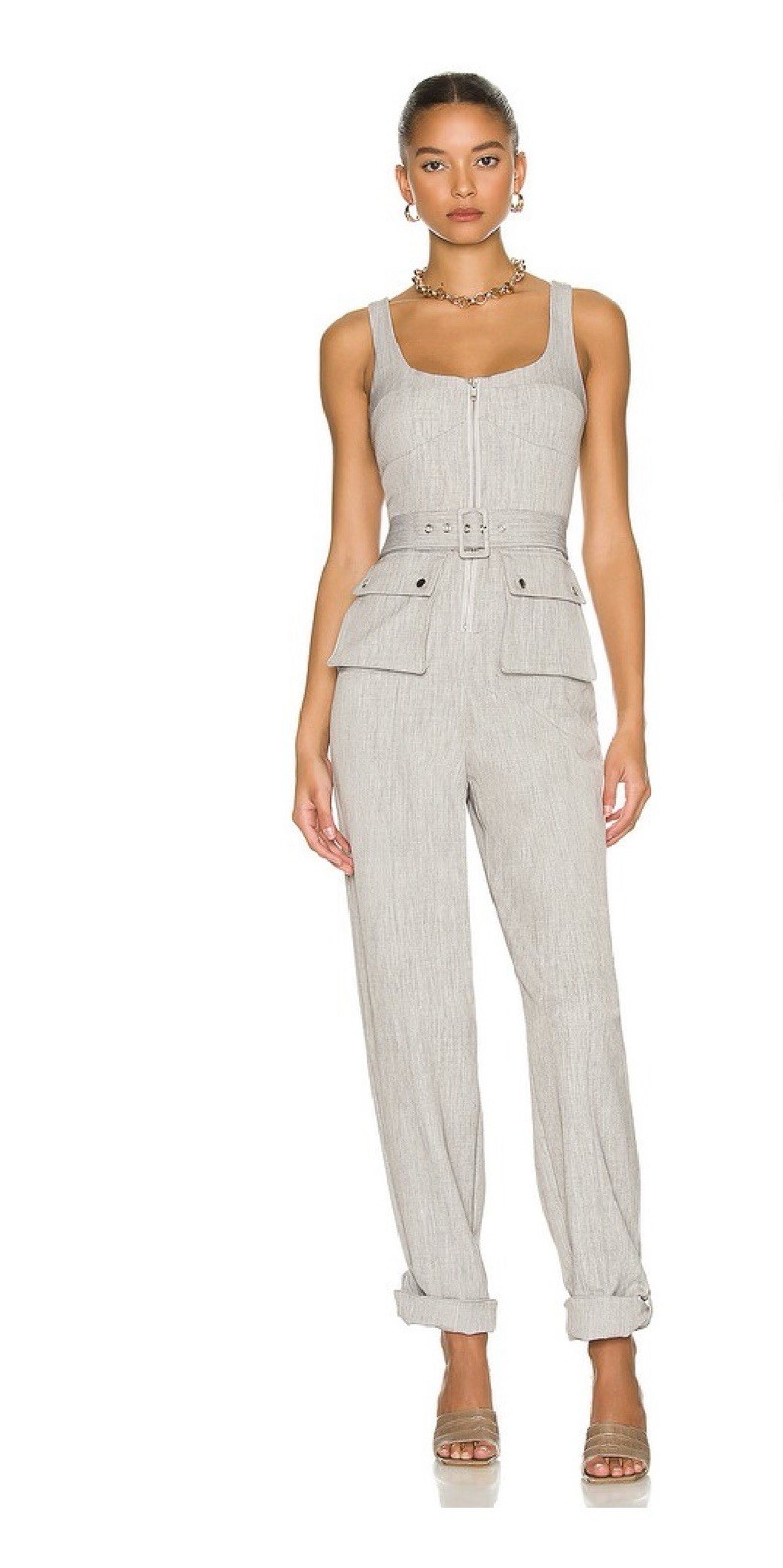 NWT Lovers And Friends Revolve August Jumpsuit Grey Small MISSING BELT
