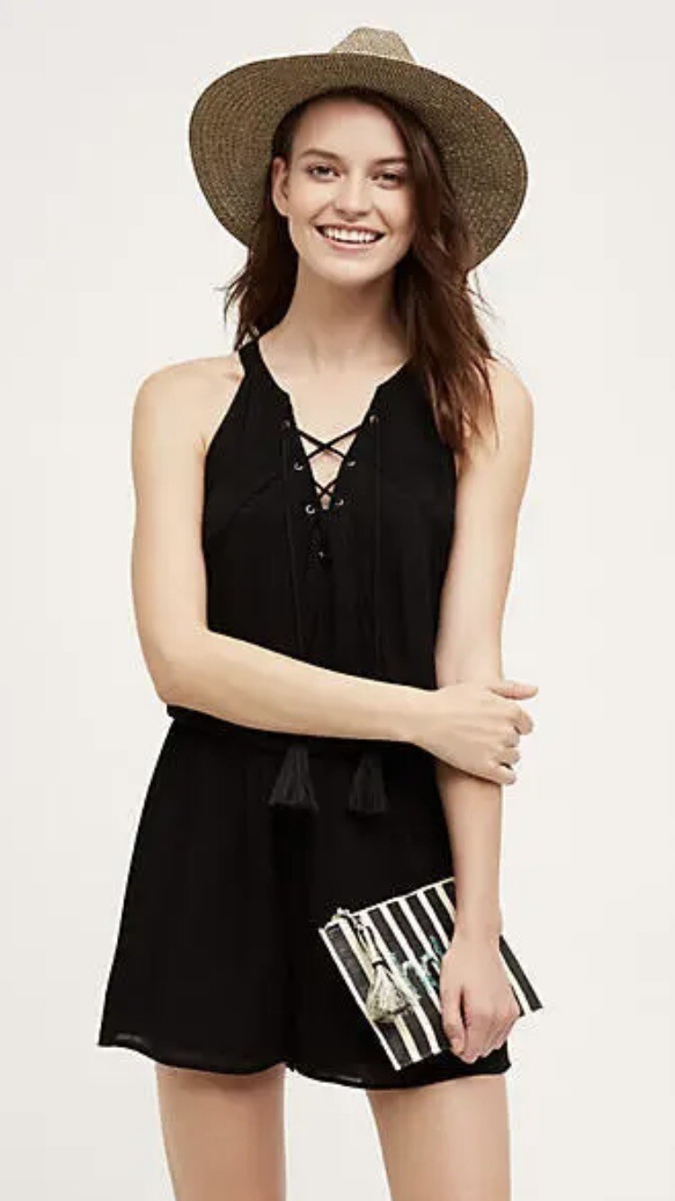 Chloe Oliver Anthropologie Lace Sleeveless Lined Tie Front Amoret Romper Size L