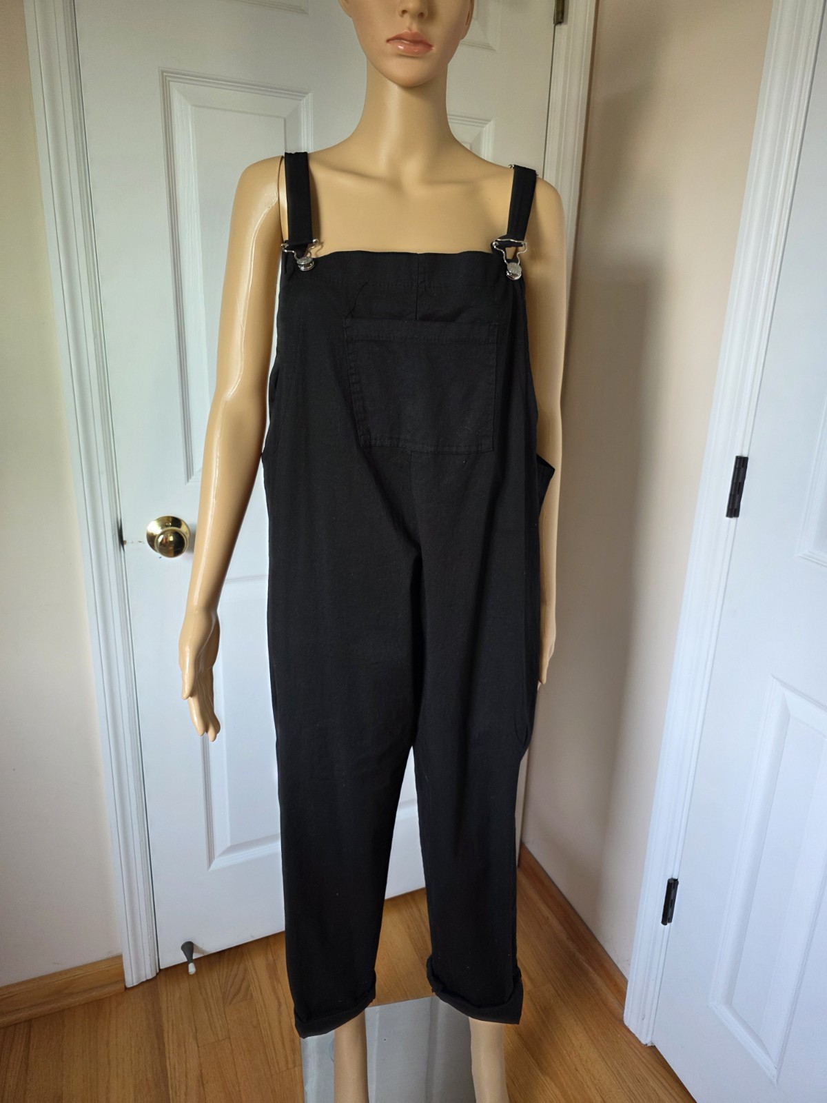 Made In Italy Black Cotton Jumpsuit Size M Giuseppa Collection
