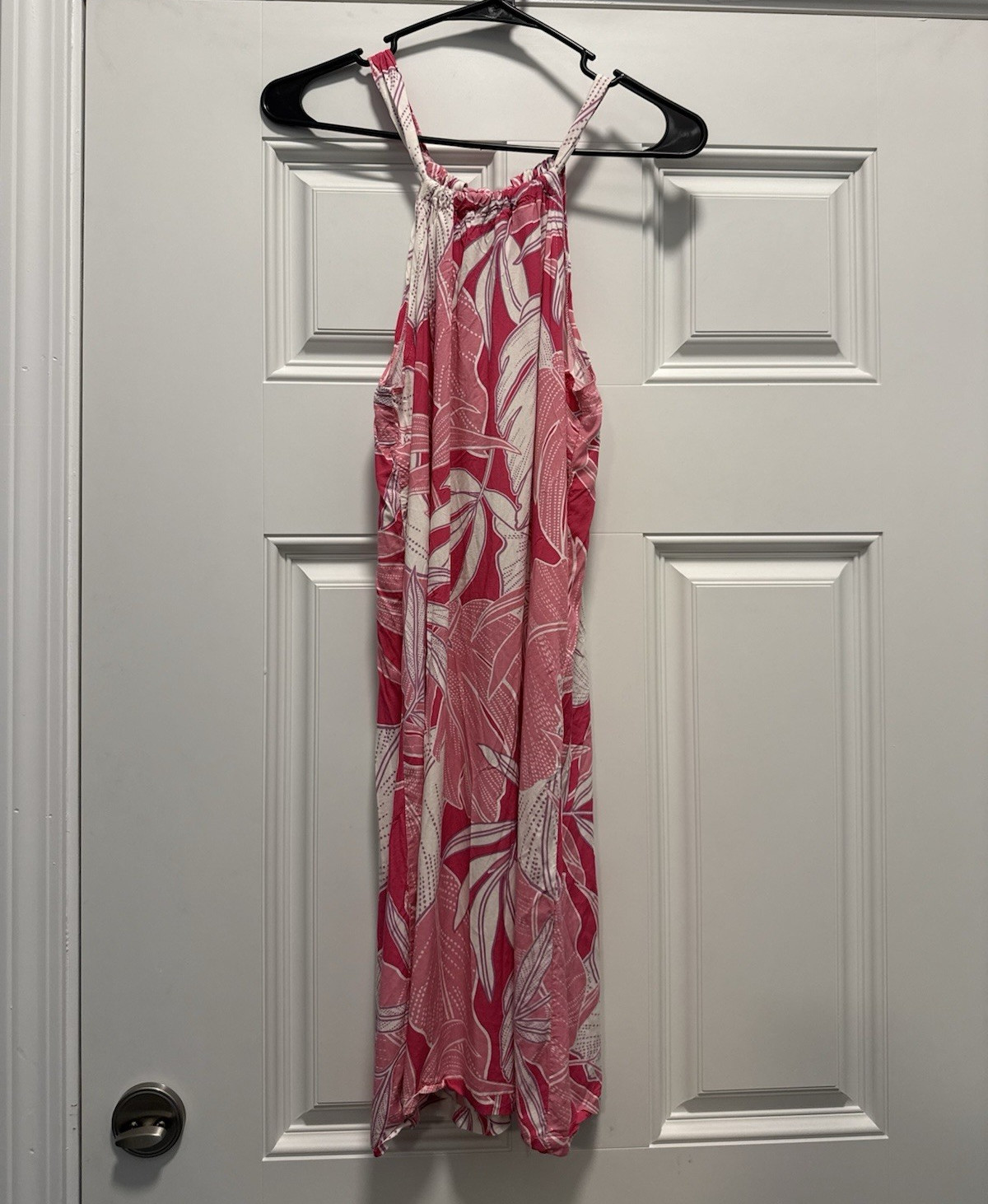 Pualani Women’s Pink/White Floral Halter Sleeveless Dress XS