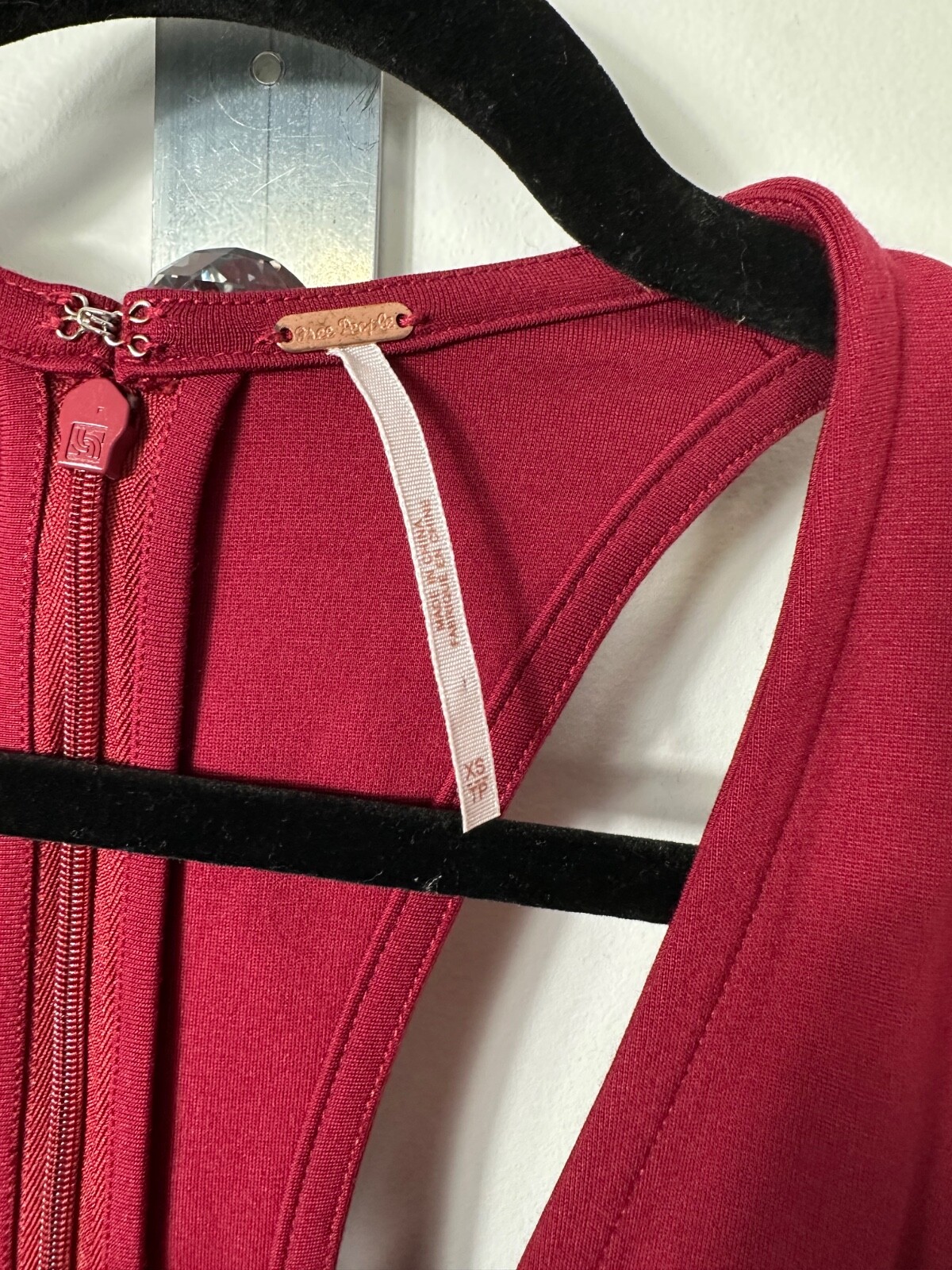 Free People V-neckline Sleeveless Wide Leg Jumpsuit Red XS Thick Oversized B12