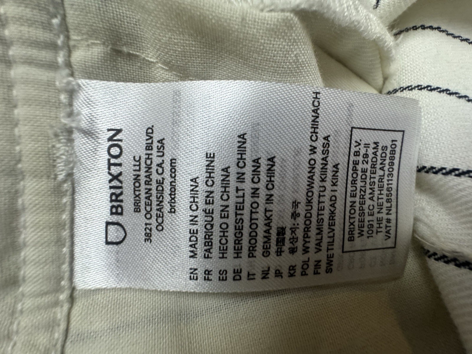 Brixton Costa Stripe Cotton Blend Overalls Women’s Medium Cream Pinstripe R