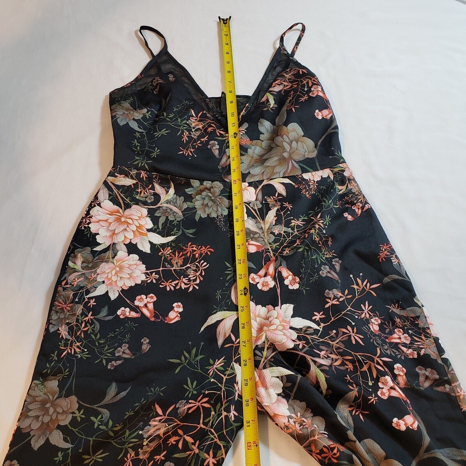Anthropologie Adelyn Rae Rosanna Pink on Black Floral print jumpsuit size L NEW