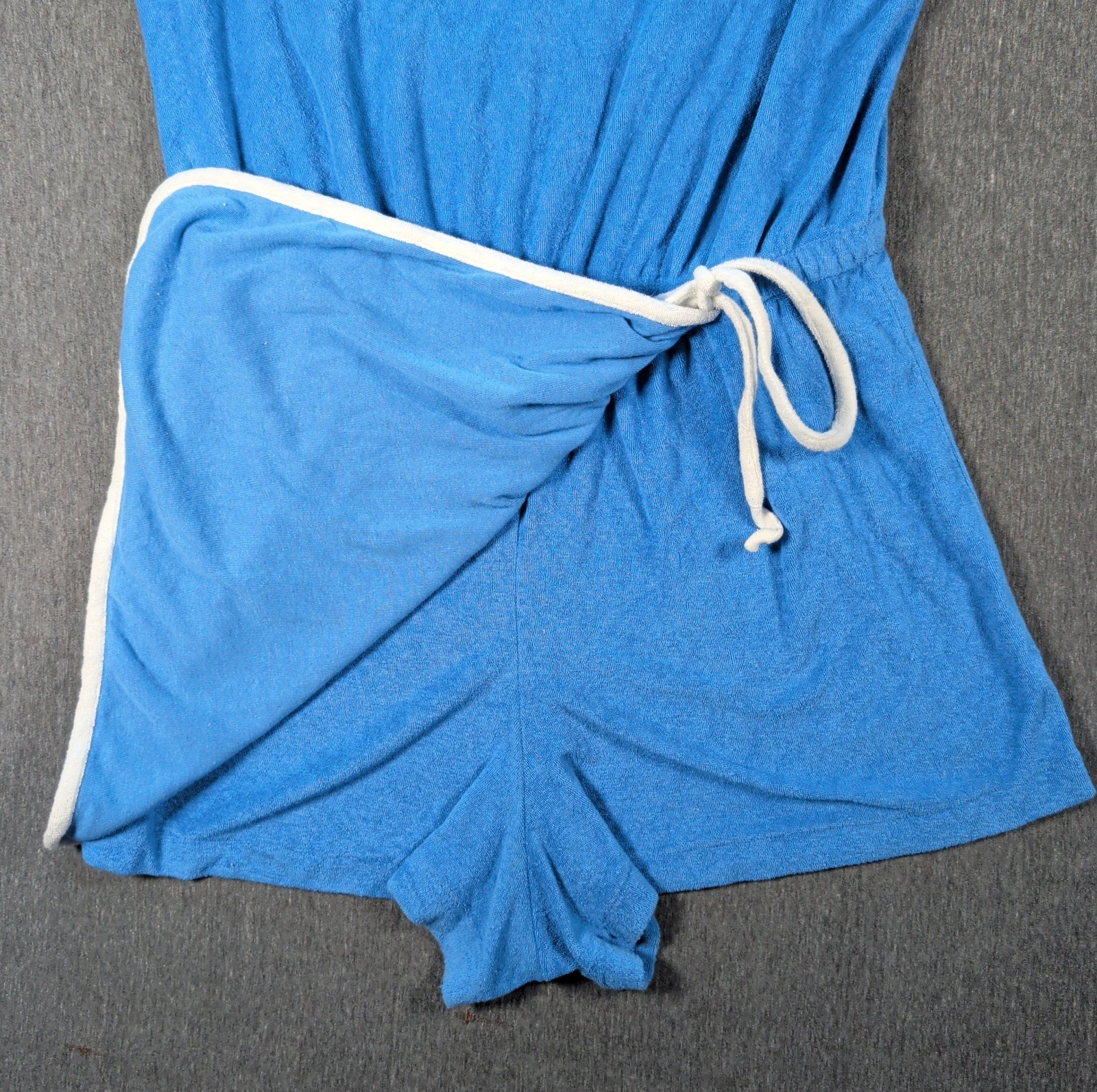 Vtg 80s Collections Etc Size Large Light Blue Terry Cloth Beach House Romper EUC