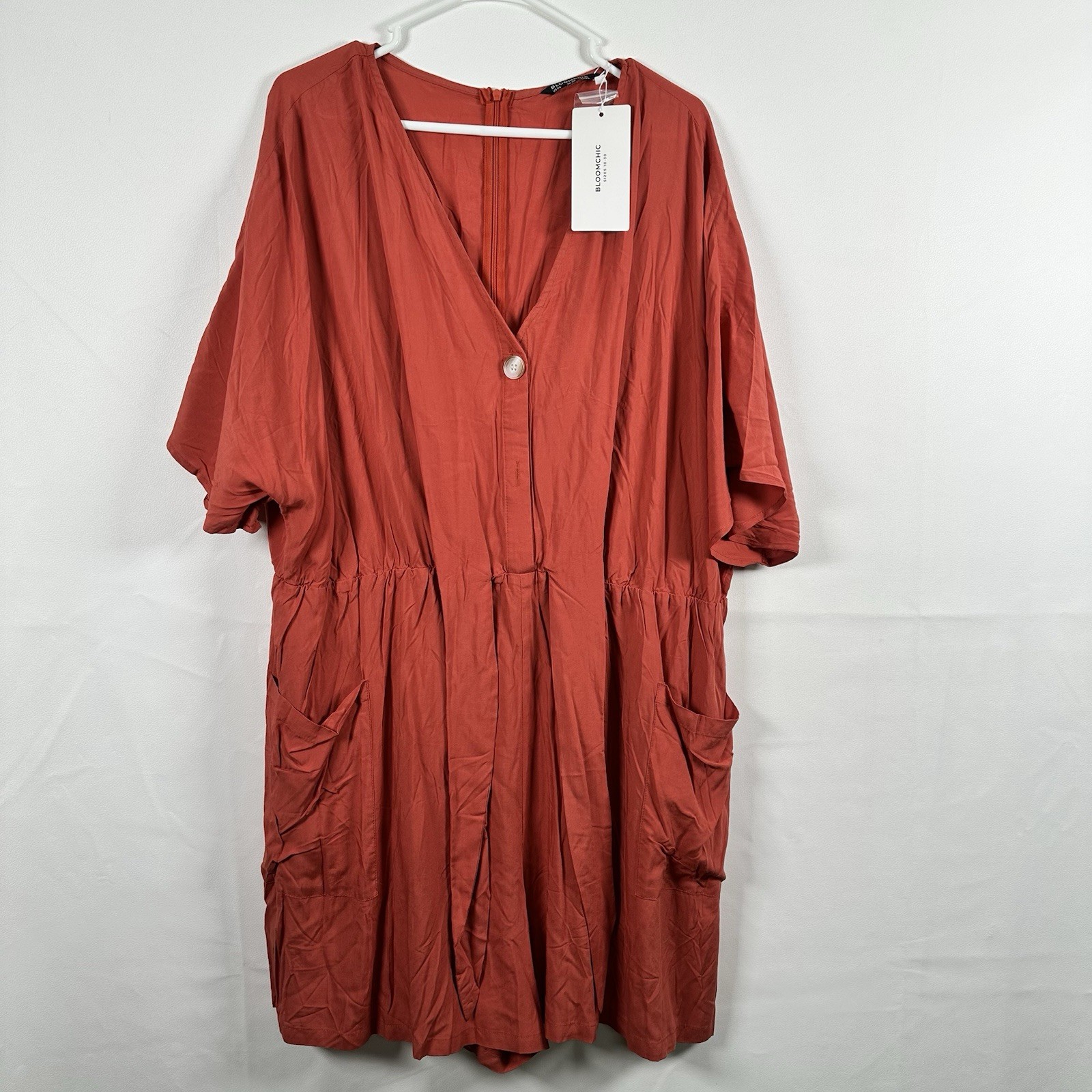 BloomChic Coral Pocket Button Belted Knotted Front Romper US 26 – UK 30 – EU 56