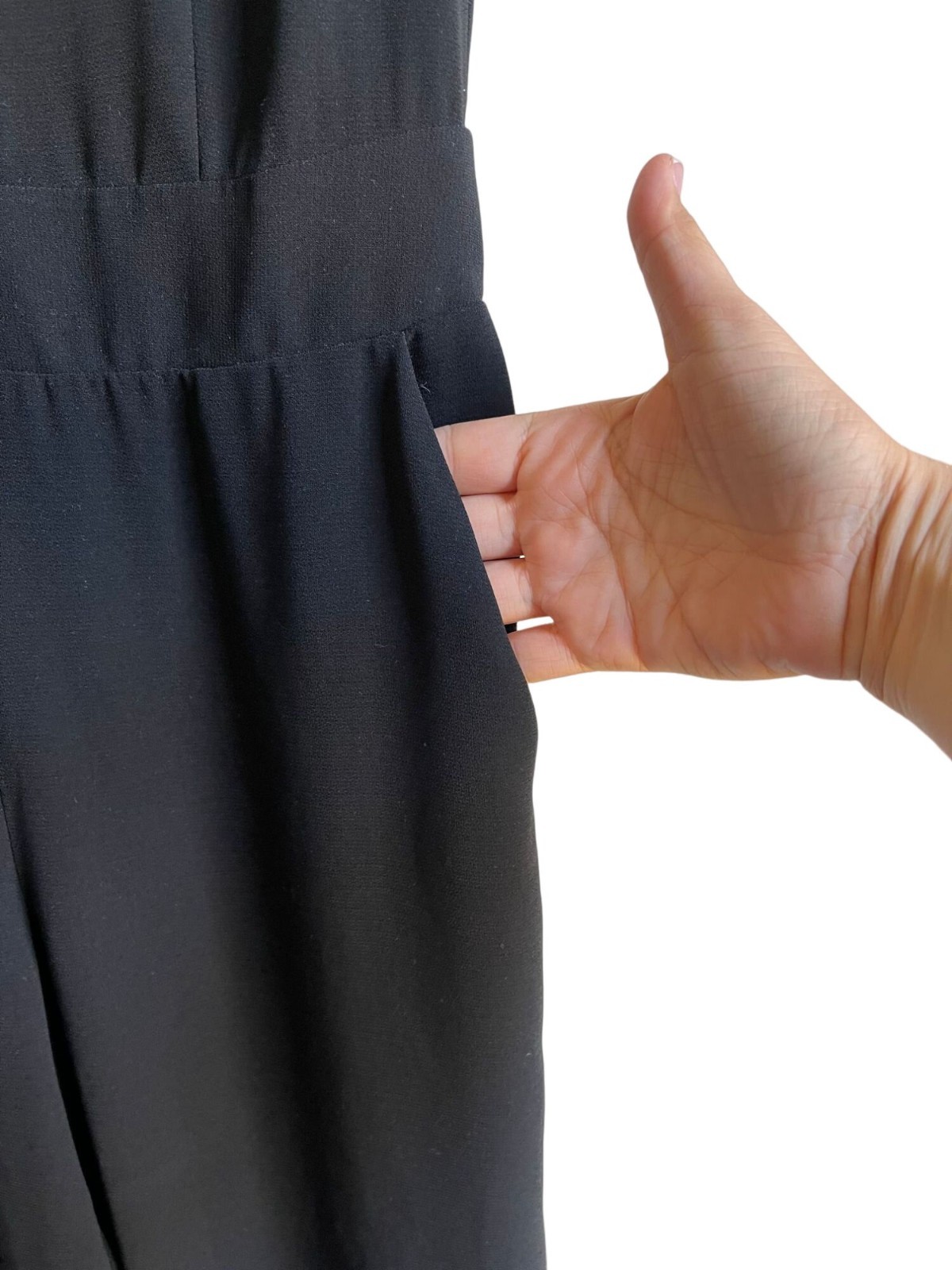 CABI #3340 Grace Black Sleeveless Wide Leg Jumpsuit Size 4 Front & Back Zip