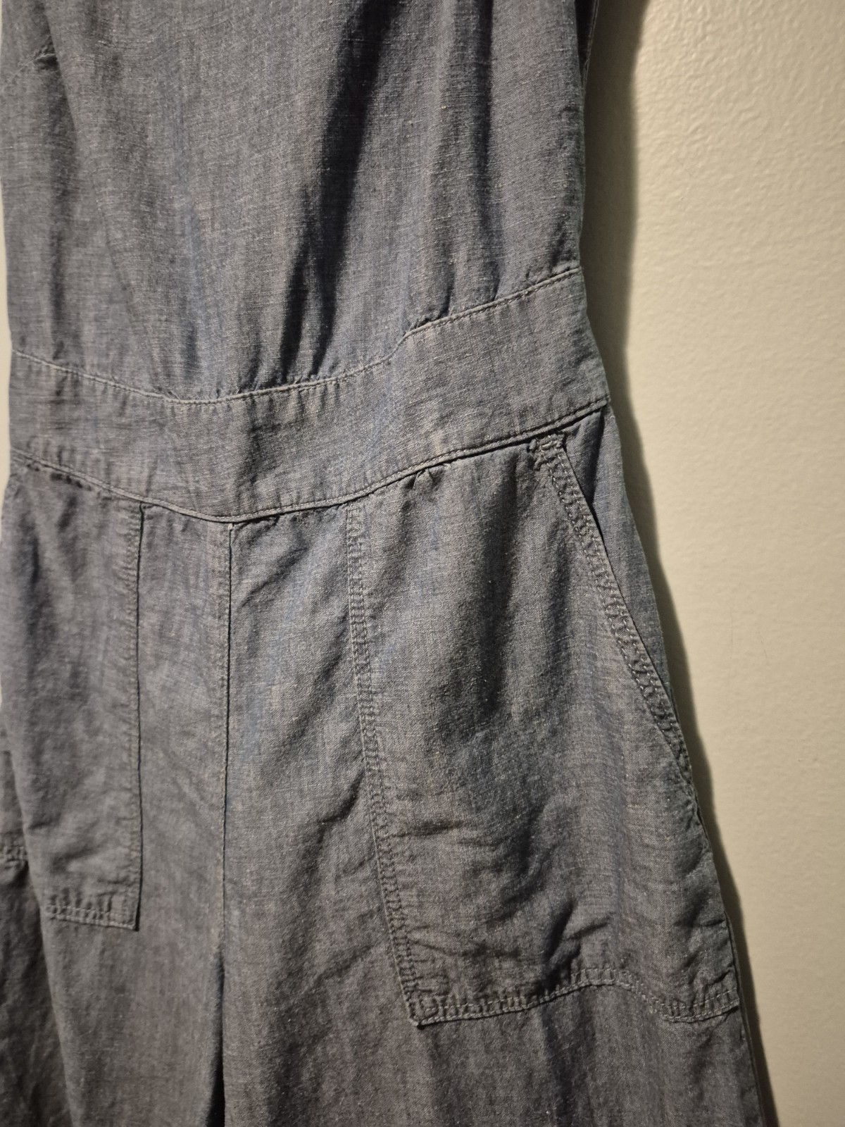 Lucky Brand Jumpsuit Womens Size 4/27 Denim Sleeveless Pockets Open Back
