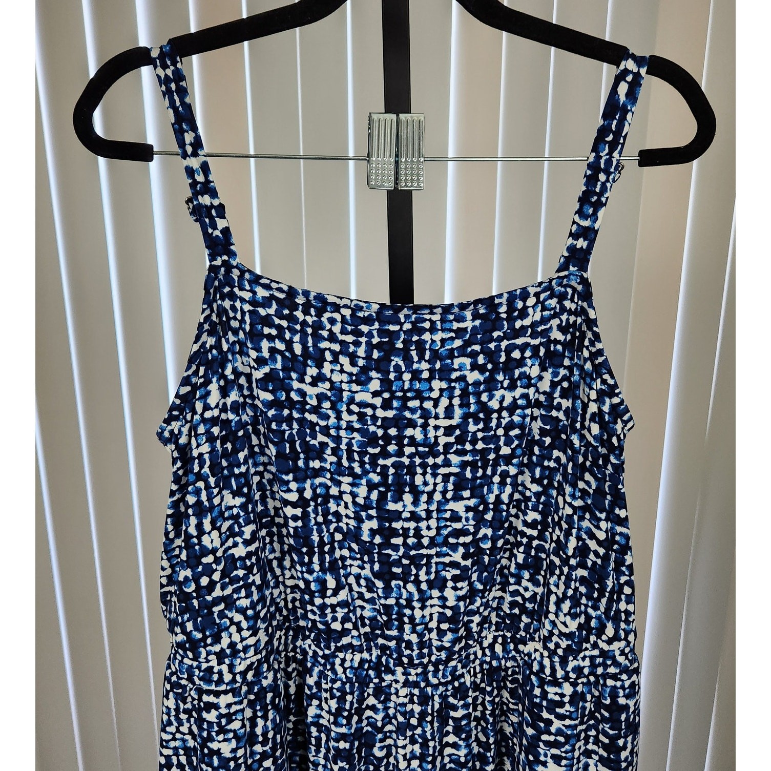 Lane Bryant Jersey Jumpsuit Wide Leg Empire Elastic Waist Blue White Size 18/20