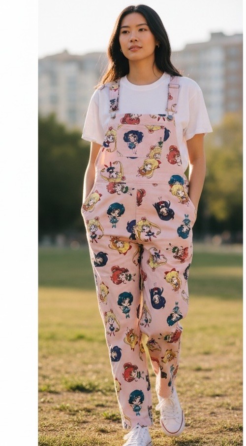 Sailor Moon Chibi Guardian Jammeralls Hot Topic Overall Jumpsuit Size Small