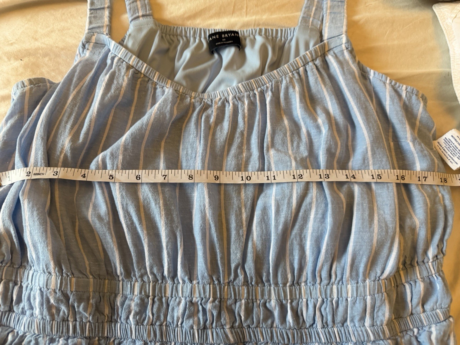 Lane Bryant Blue/White Striped Smocked Strappy Sleeveless Romper Plus 20