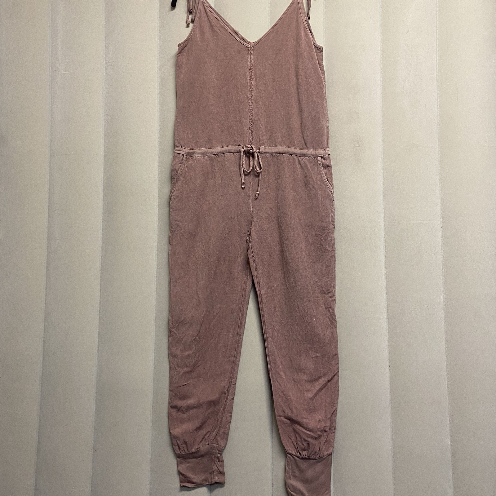 Young Fabulous & Broke YFB Womens Jumpsuit XS Linen Blend Tapered Leg Dusty Rose