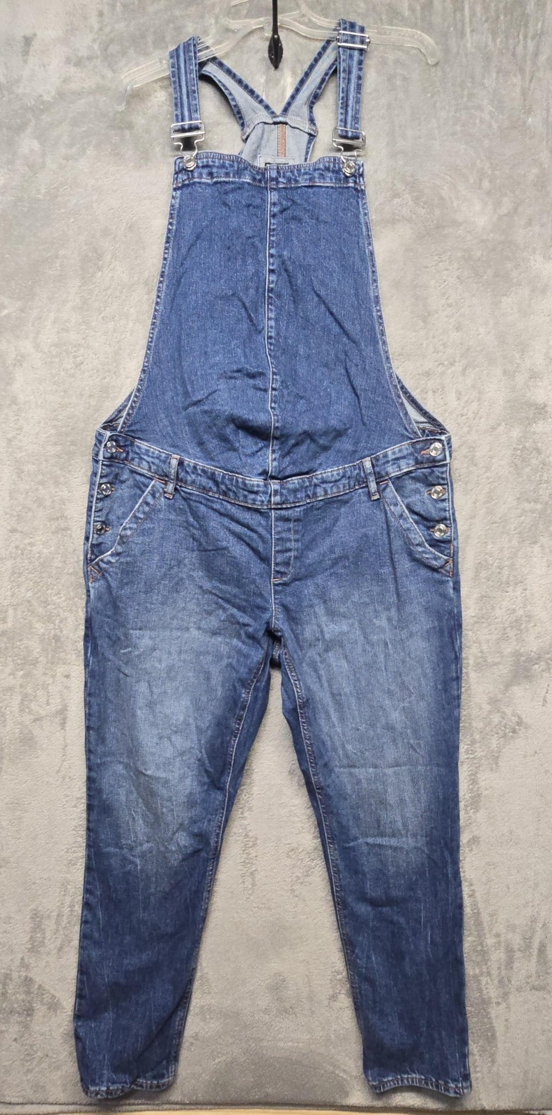 GAP Maternity Overalls Womens Large Medium Indigo Denim Bib Adjustable Straps