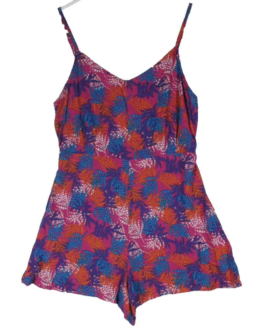 Primark Womens V-Neck Floral Short Romper Sleeveless Wide Leg Size 2 Red/Blue