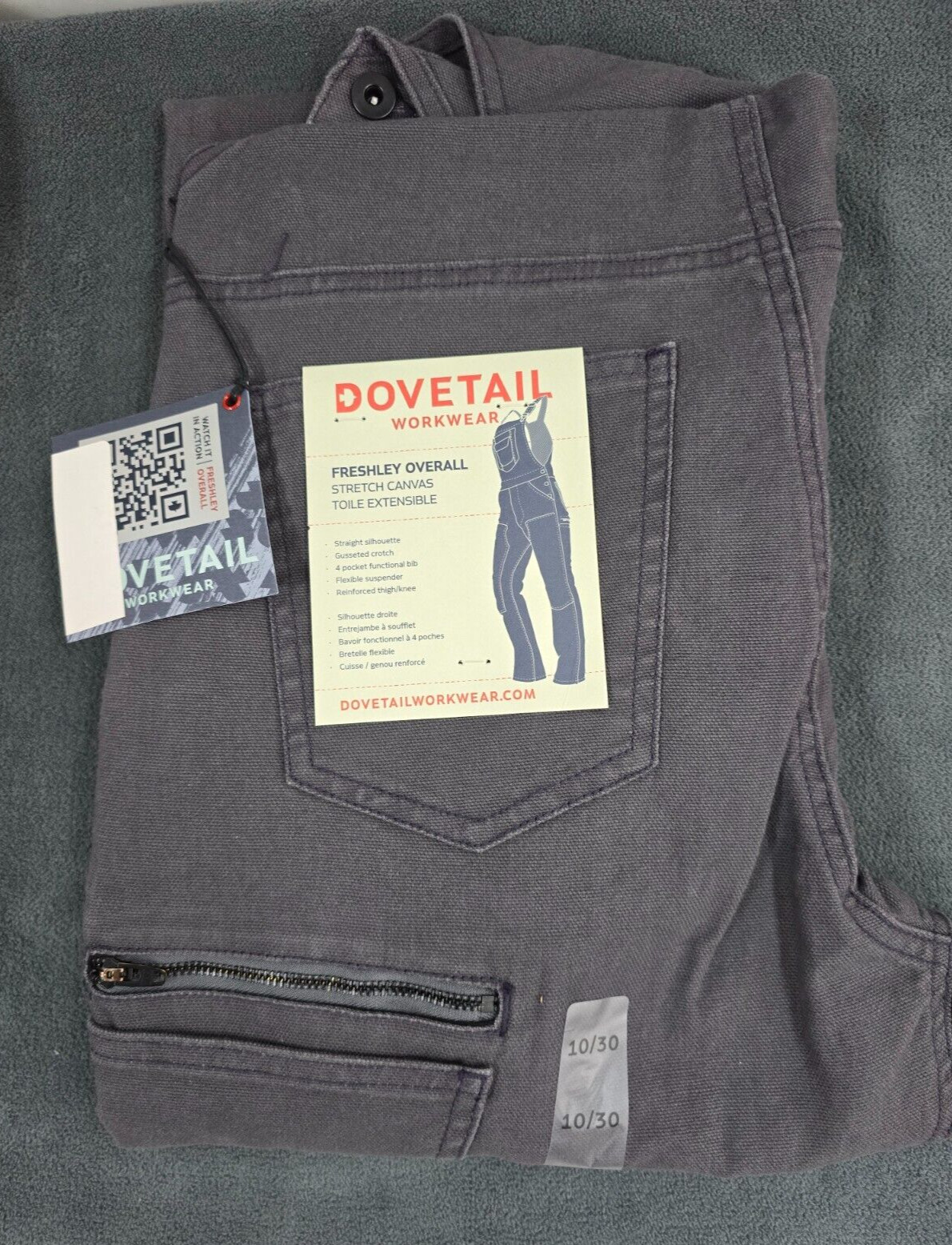 Dovetail Workwear Freshley Overalls for Women Dark Grey 10/30