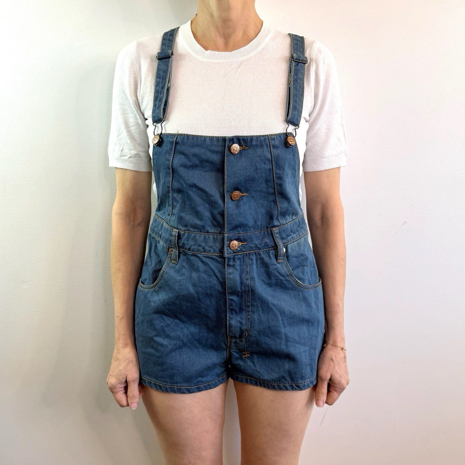 Ksubi Size 26 8 Aus Blue Denim Mikey Short Dungarees Overalls Aus Designer NWT