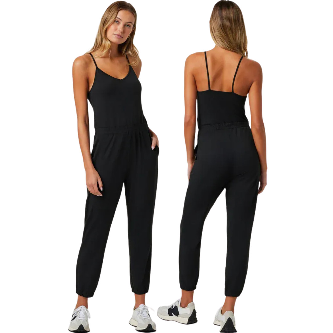 Vuori Lux Jogger Jumpsuit Women’s XS Black Active Athletic Relaxed Fit Gym NWOT