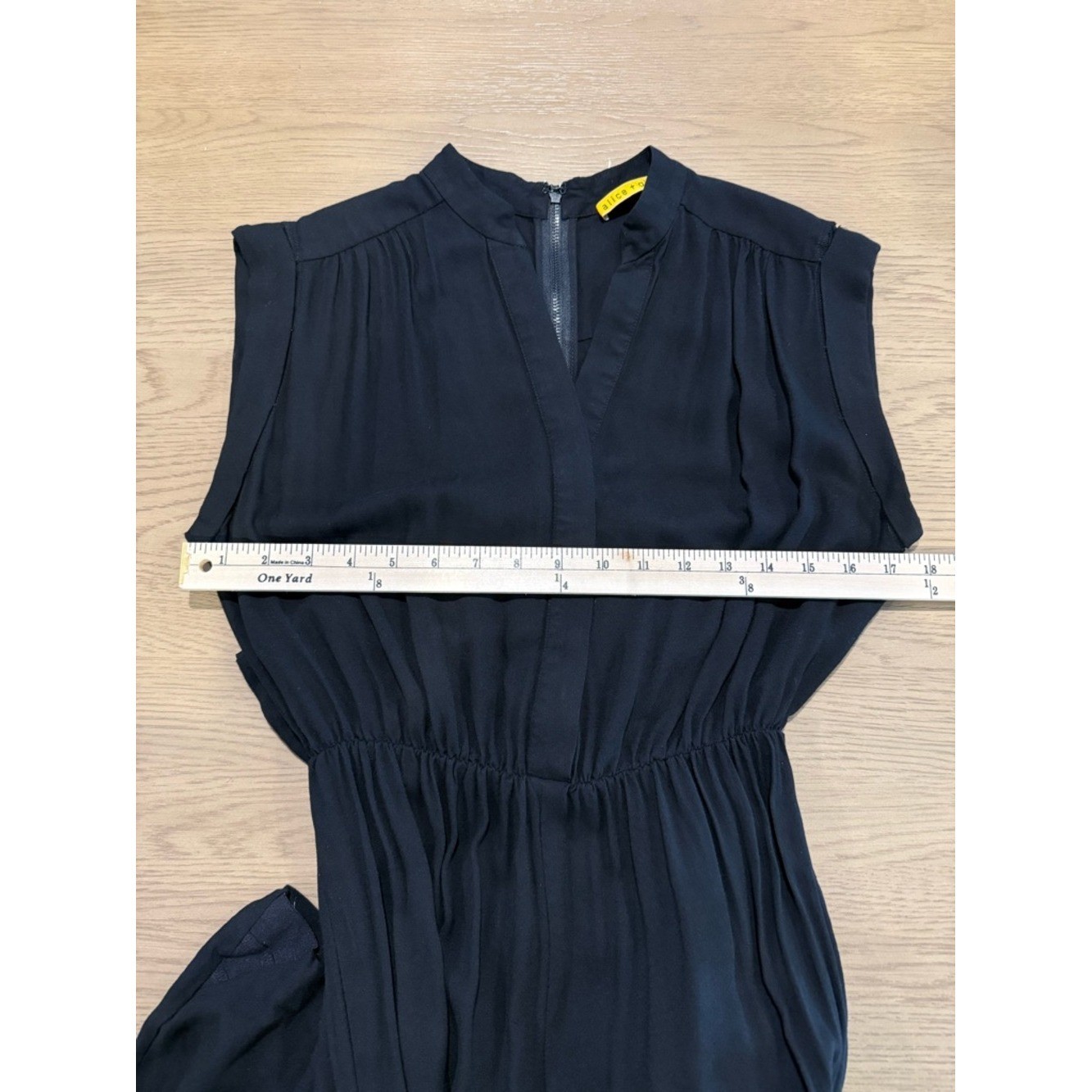 Alice Olivia Utility Jumpsuit Black Sleeveless Cargo Pockets Tapered Leg Chic