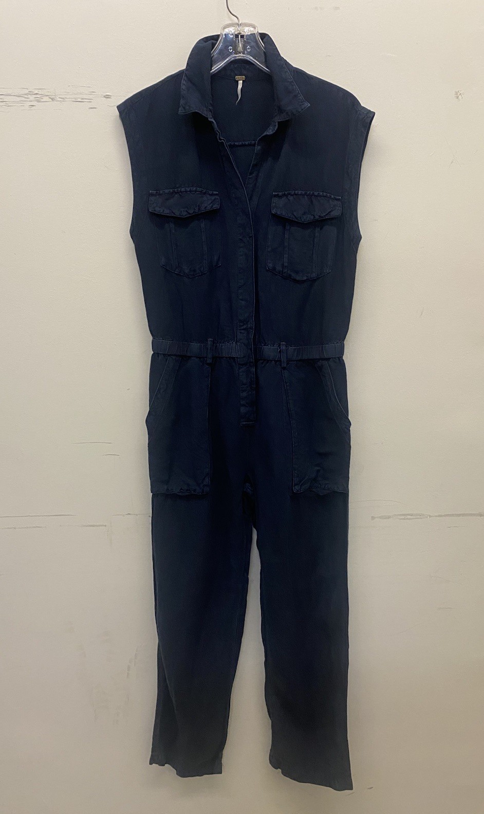 YFB Linen Blend Cuba Jumpsuit Women Small Navy Utility Grunge Cargo Skater Punk