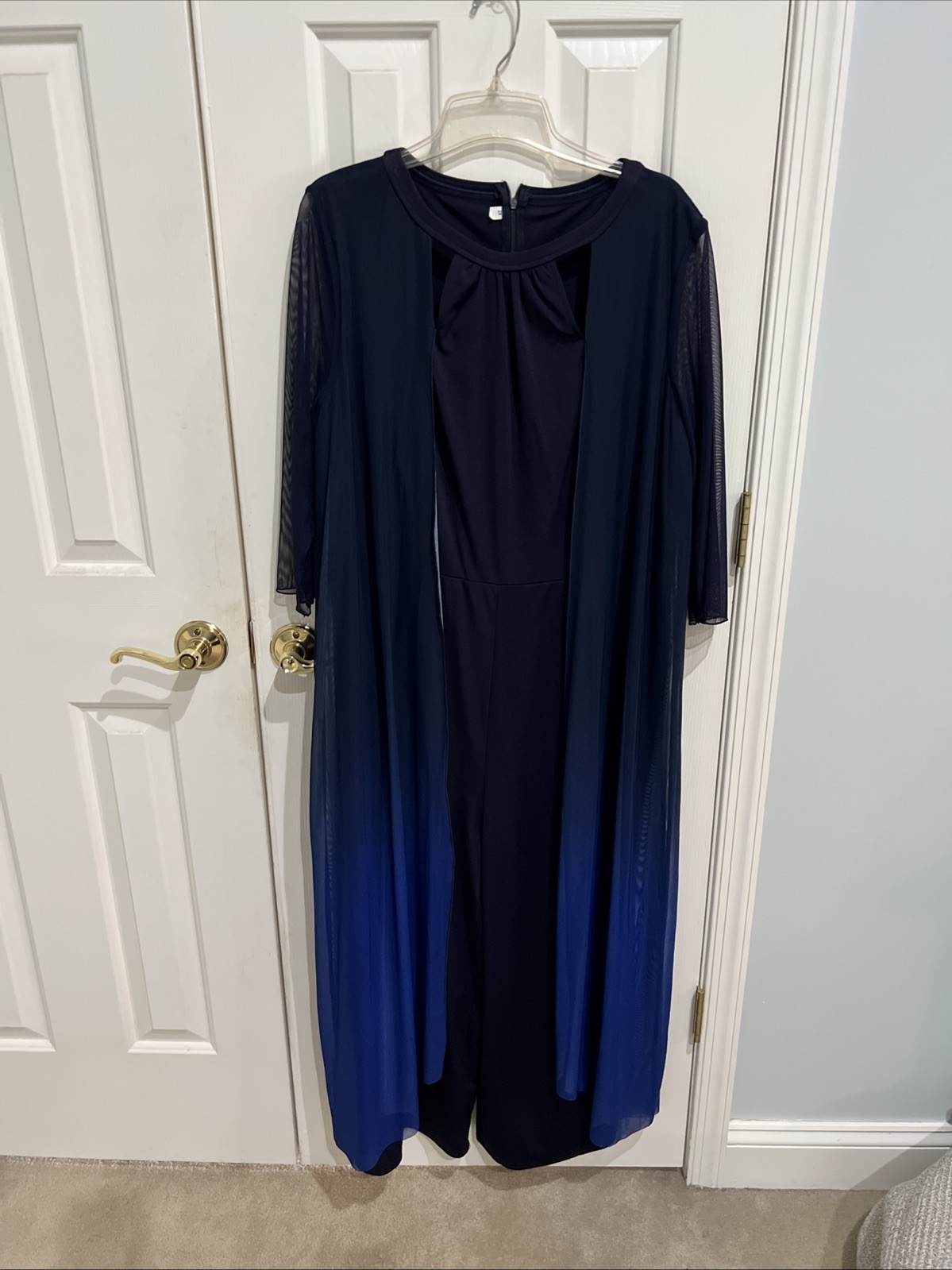 Navy Blue Jumpsuit With Ombré Attached Jacket Sz 2x