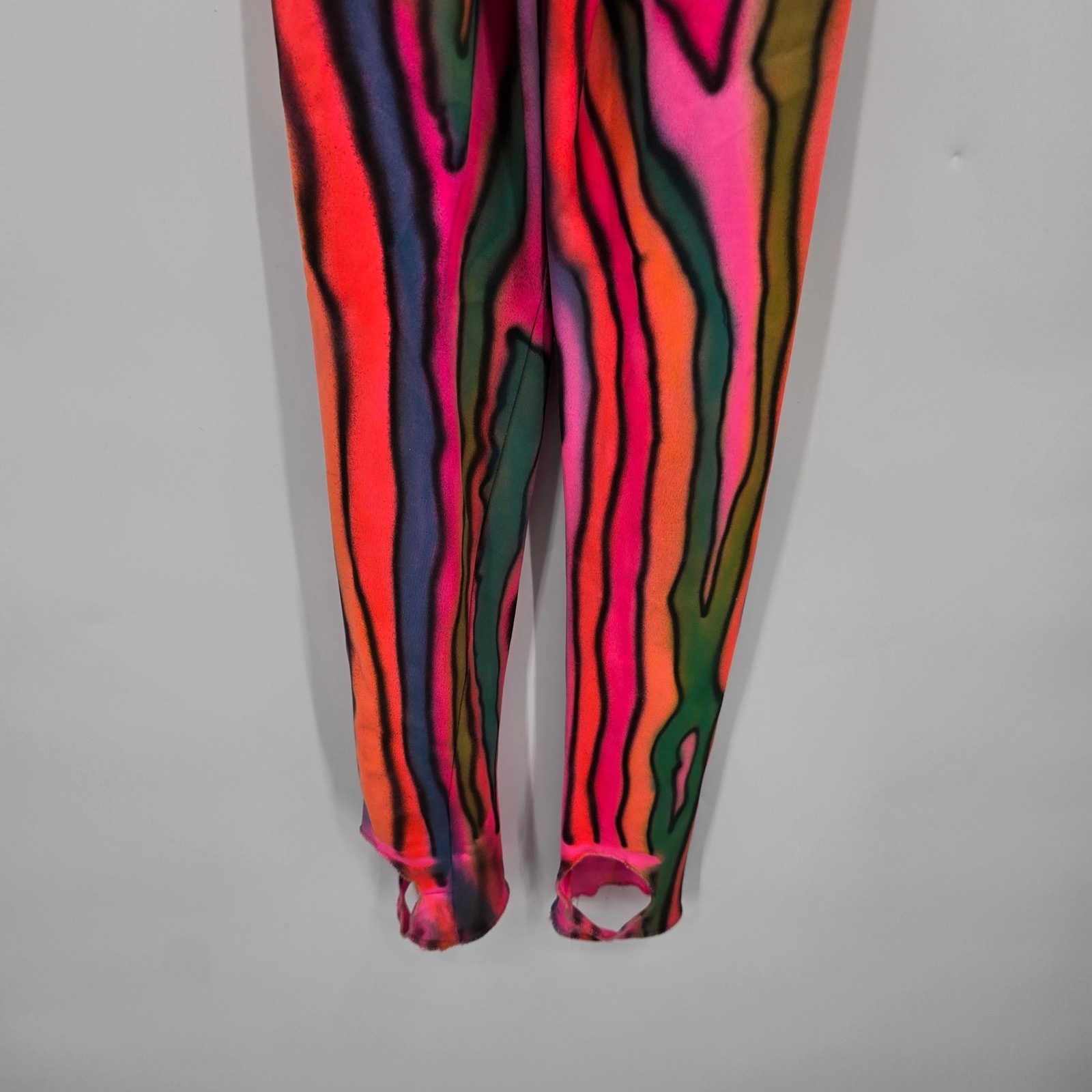 LaMendola Psychedelic Wavy Stripe Long Sleeve Stirrup Unitard Bodysuit Large USA