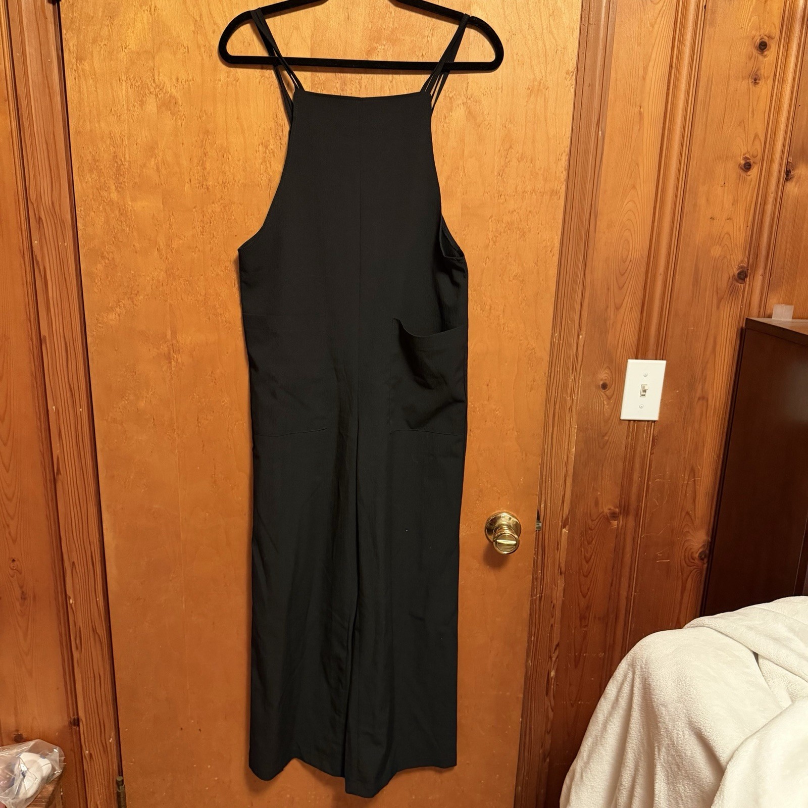 SHEIN Petite XS Black Sleeveless Wide-Leg Jumpsuit 100% Polyester Pocket