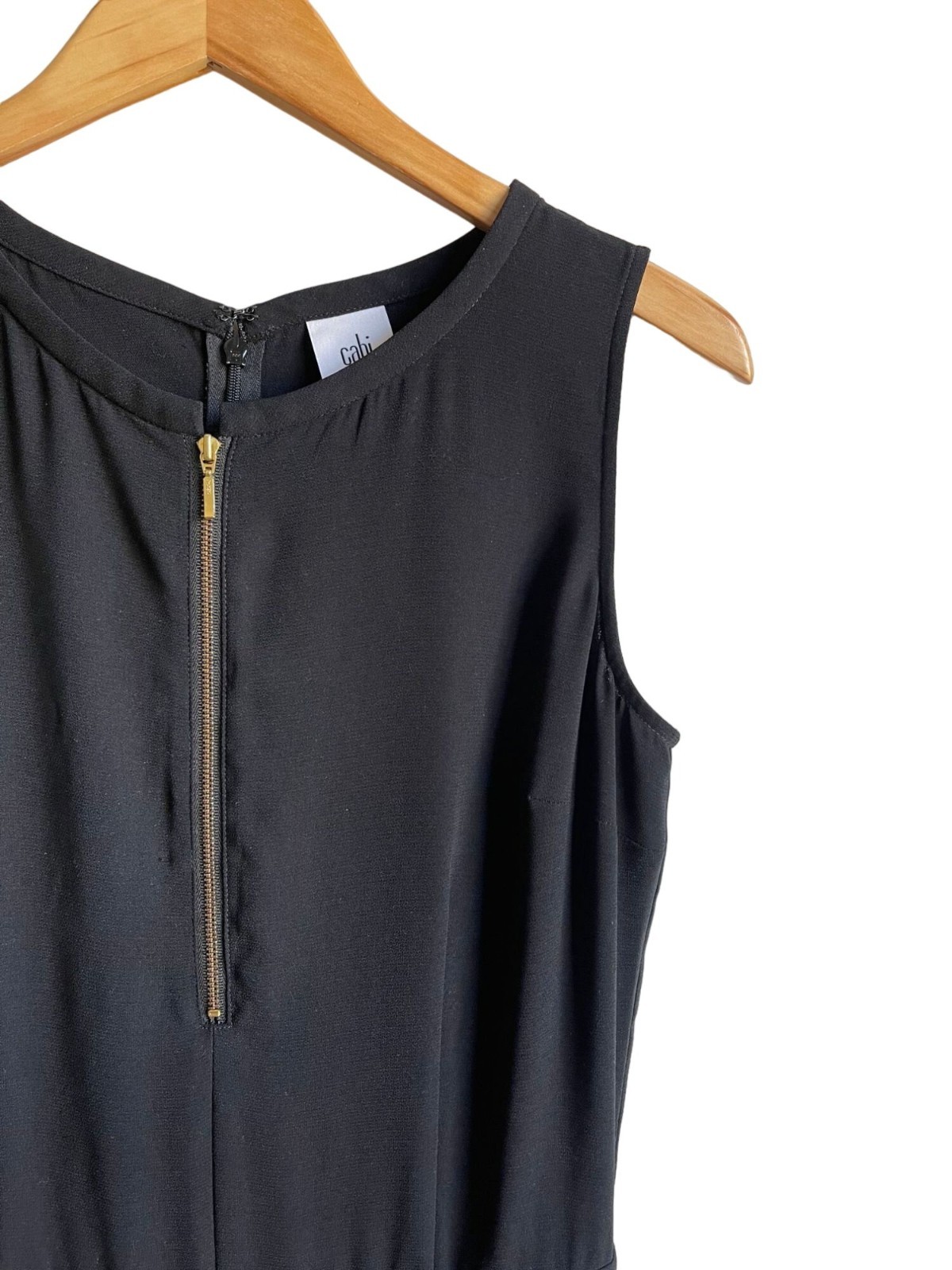 CABI #3340 Grace Black Sleeveless Wide Leg Jumpsuit Size 4 Front & Back Zip