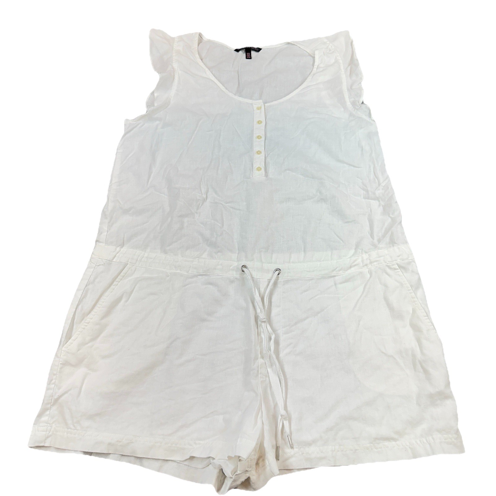 Victoria’s Secret Linen Blend Romper White Sleeveless Beach Coverup Women’s M