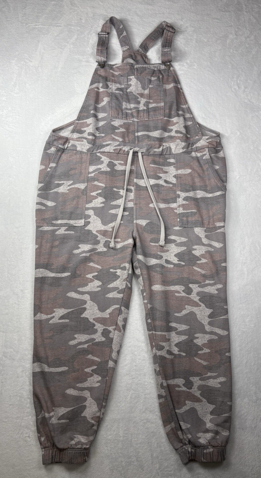Wallflower Neutral Knit Camo Overalls Jumpsuit Woman’s 1X Athleisure Loungewear