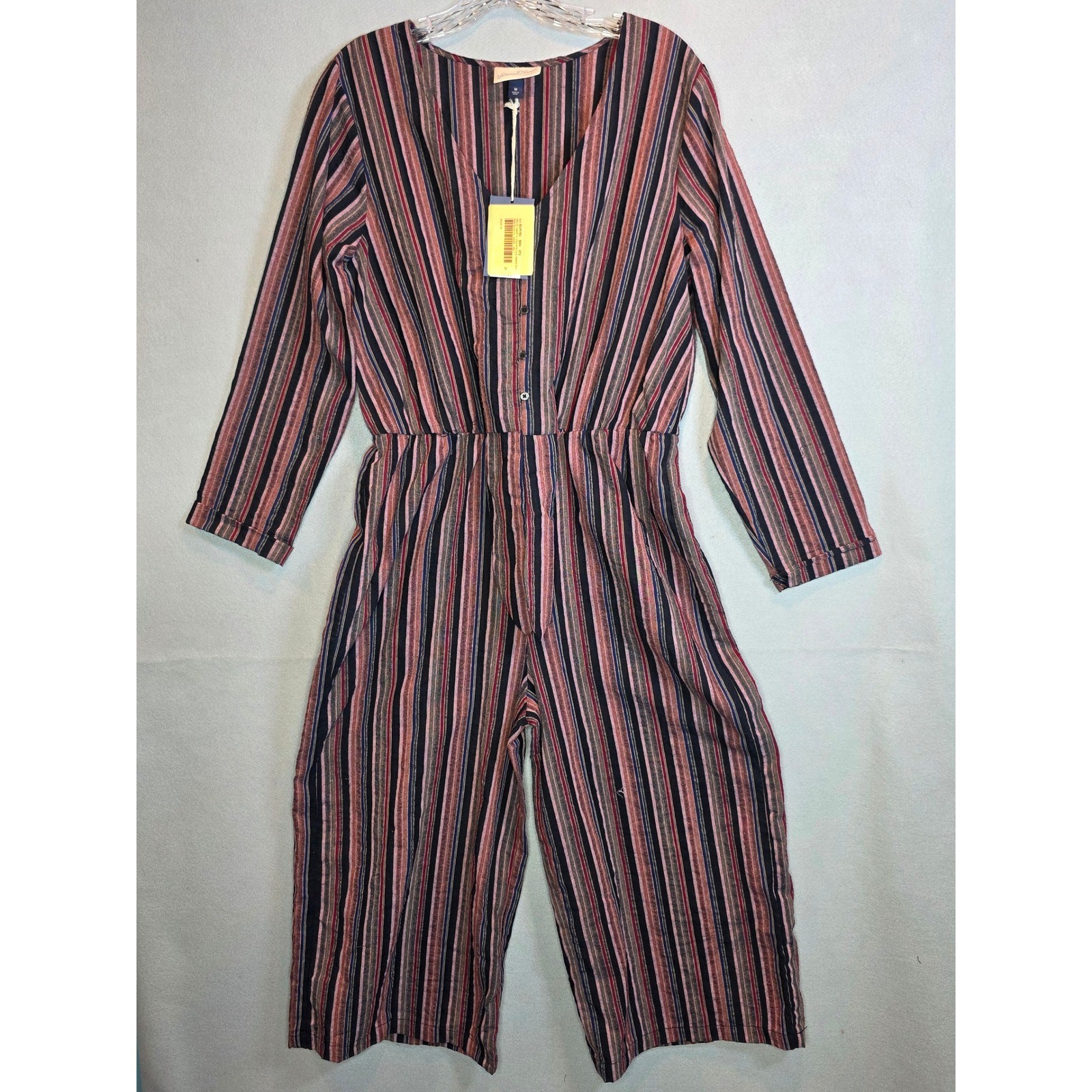 Universal Thread Womens Striped Long Sleeve Jumpsuit Multi-Color Size M NEW