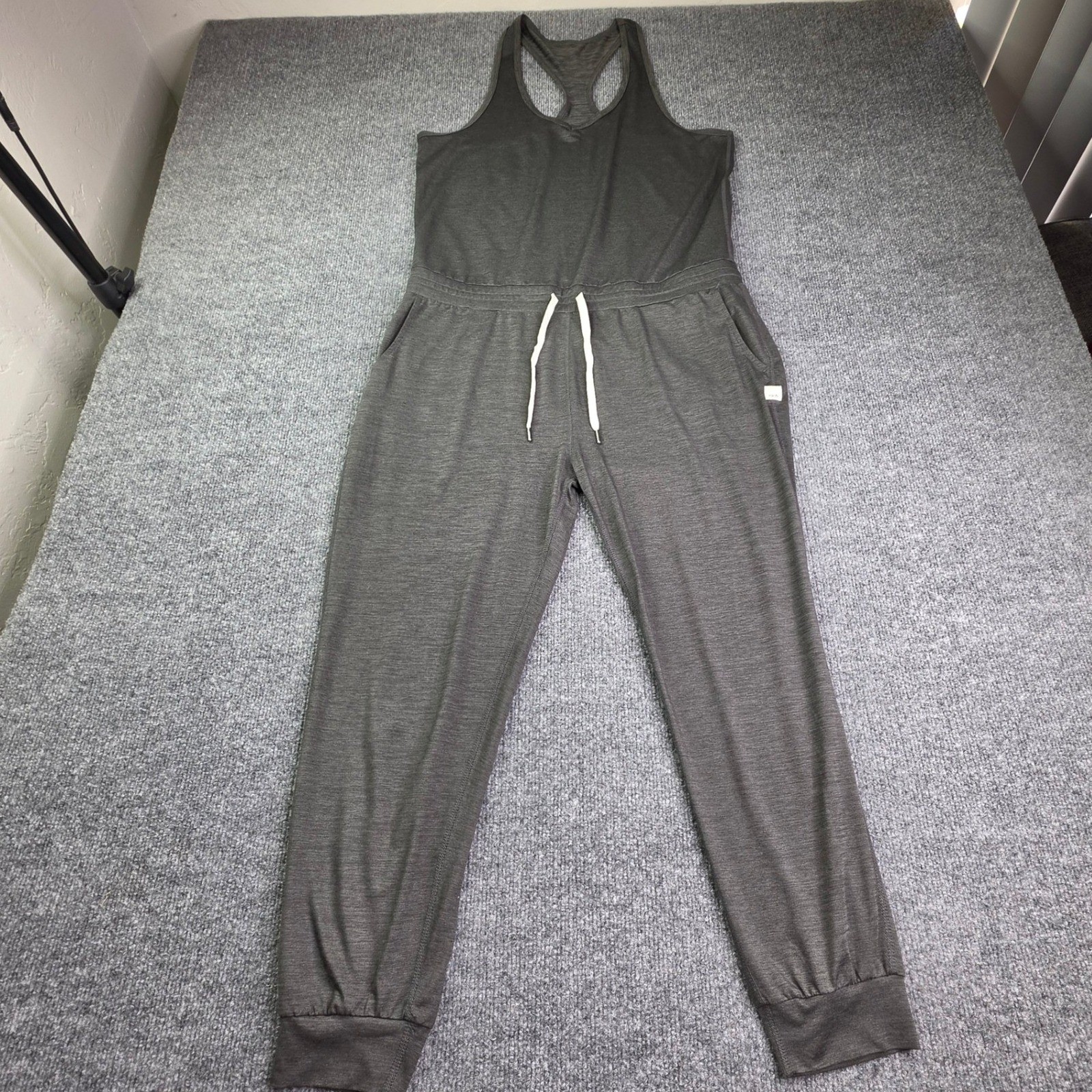 Vuori Jumpsuit Womens Large Gray Performance Racerback Lux Jogger Romper