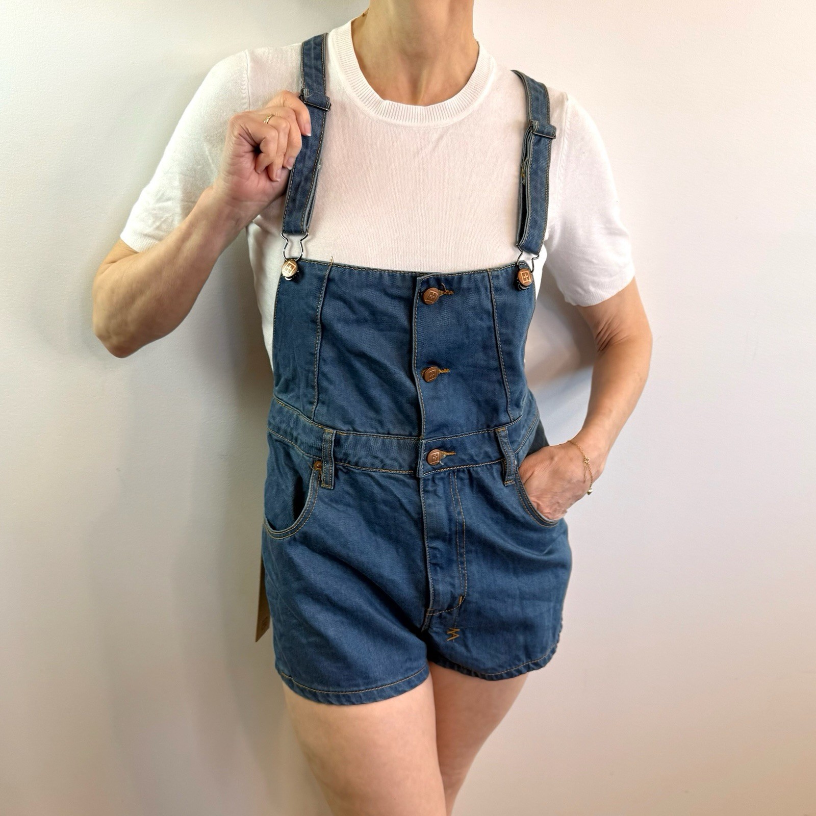 Ksubi Size 26 8 Aus Blue Denim Mikey Short Dungarees Overalls Aus Designer NWT
