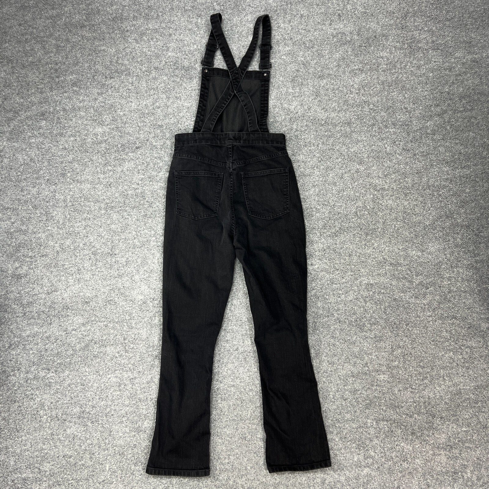 Madewell Cali Denim Bootcut Overalls Womens S Small Black Frost Kicked Leg *READ