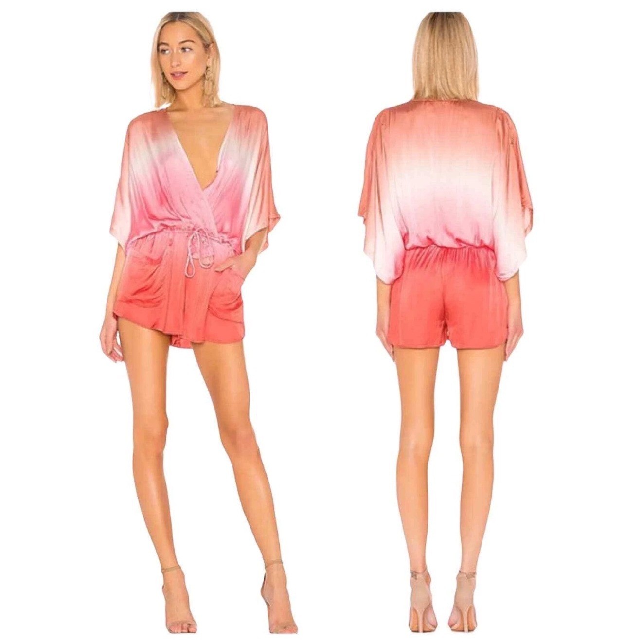 Young Fabulous & Broke Pink Ombre Kaftan Tunic Romper Large New NWOT