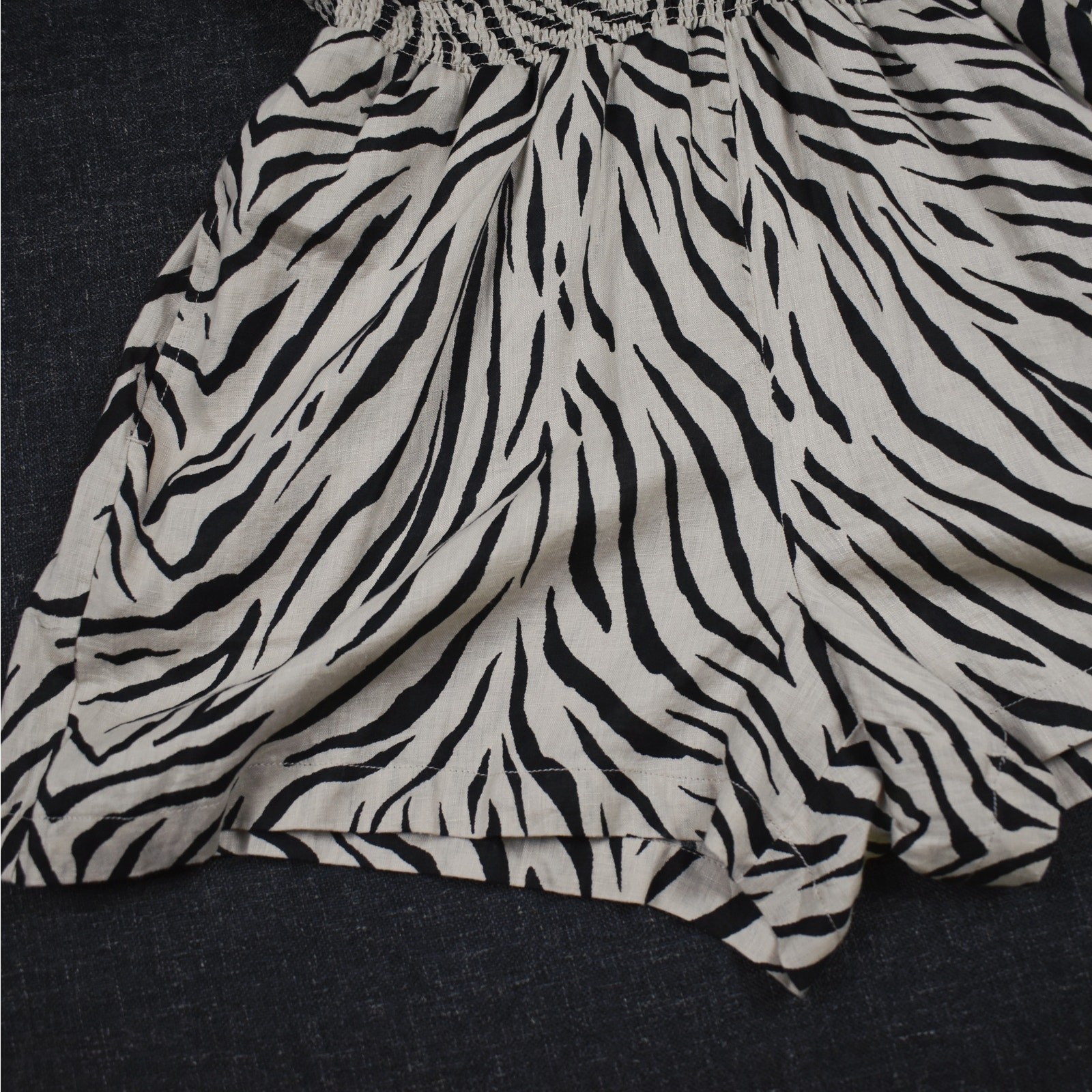 Linen Ruffle Romper Women’s XL Zebra Print Boho Beachy Coastal Summer Festival