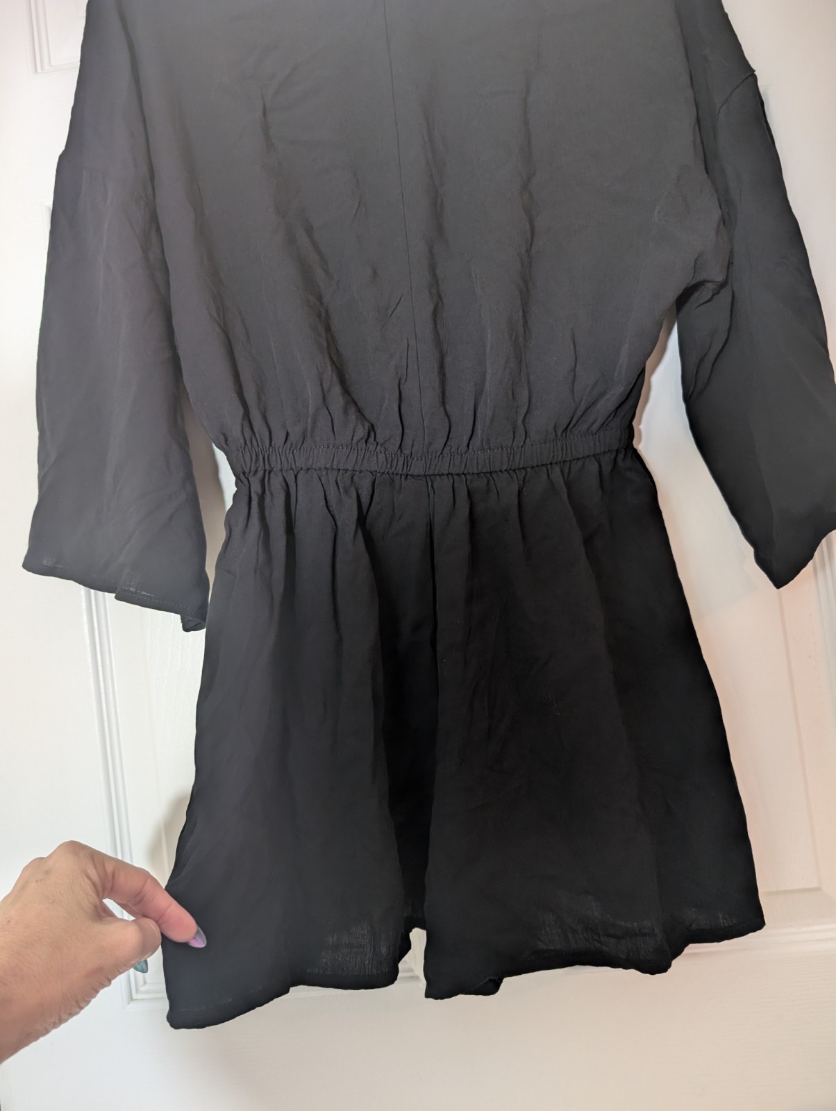 ONE CLOTHING Los Angeles Black V-Neck 3/4 Sleeve Romper Elastic Waist Women M