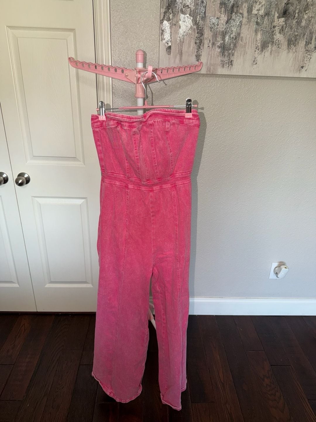 VICI Trendsetter Denim Jumpsuit in Hot Pink