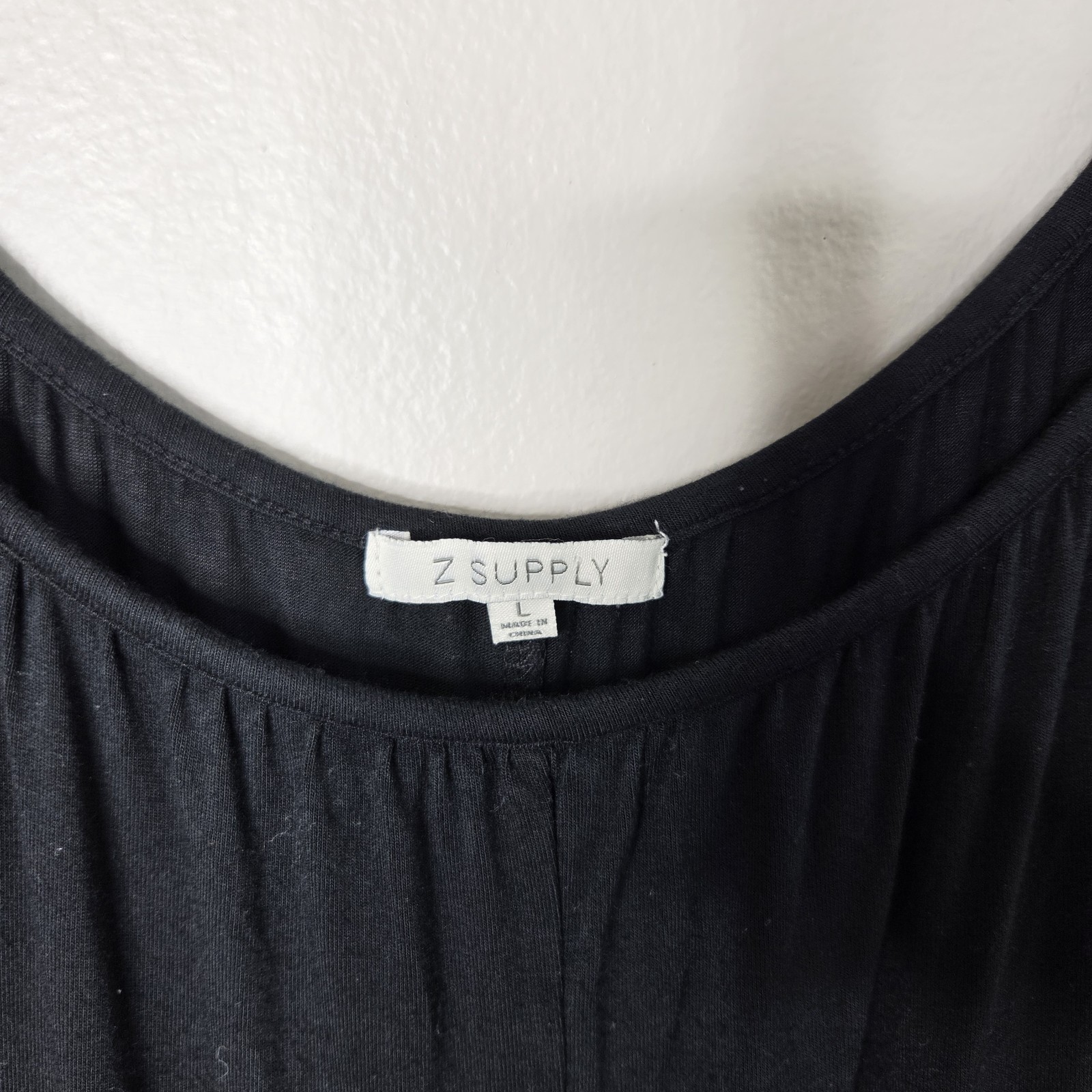 Z Supply L Black Adjustable Straps 2-Pocket Wide Curved Leg Jumpsuit