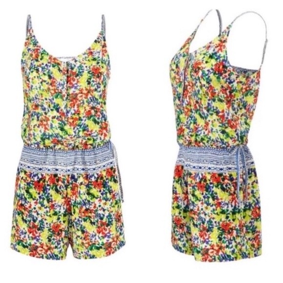 CABI Women’s Size XS Multicolor Fiesta Sleeveless Romper Drawstring Waist #5261